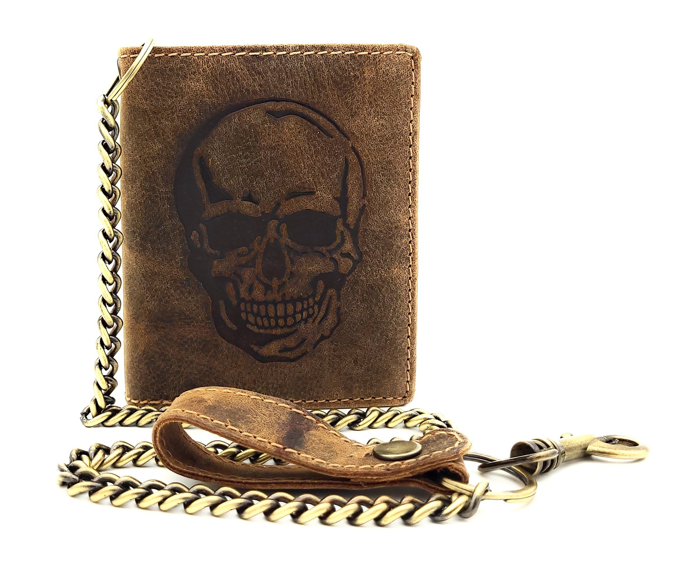 Schutz Skull, und Geldbörse geprägtem JOCKEY Leder CLUB aus RFID mit echt Totenkopf