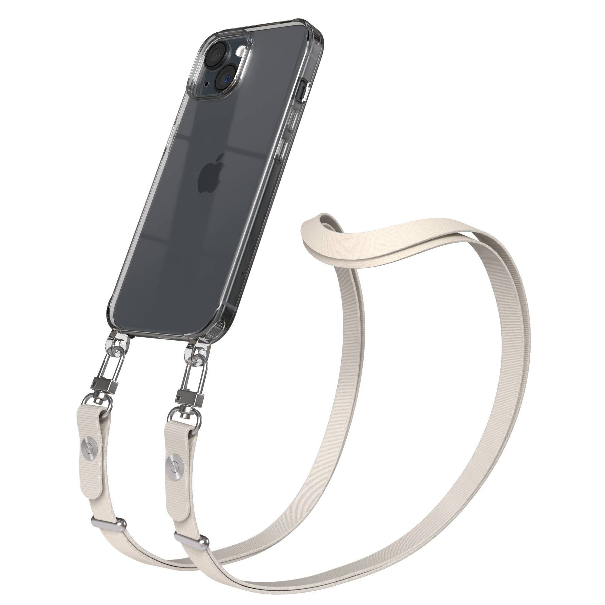 EAZY CASE Handykette für Apple iPhone 15 Handyhülle mit Handyband magnetisch, Handyband in Taupe mit Magnetverschluss für 2x2 Hüllen