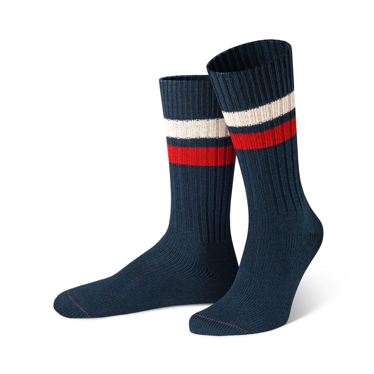 Socken Gerippte Crew Socken in Dunkelblau in mehrfarbig