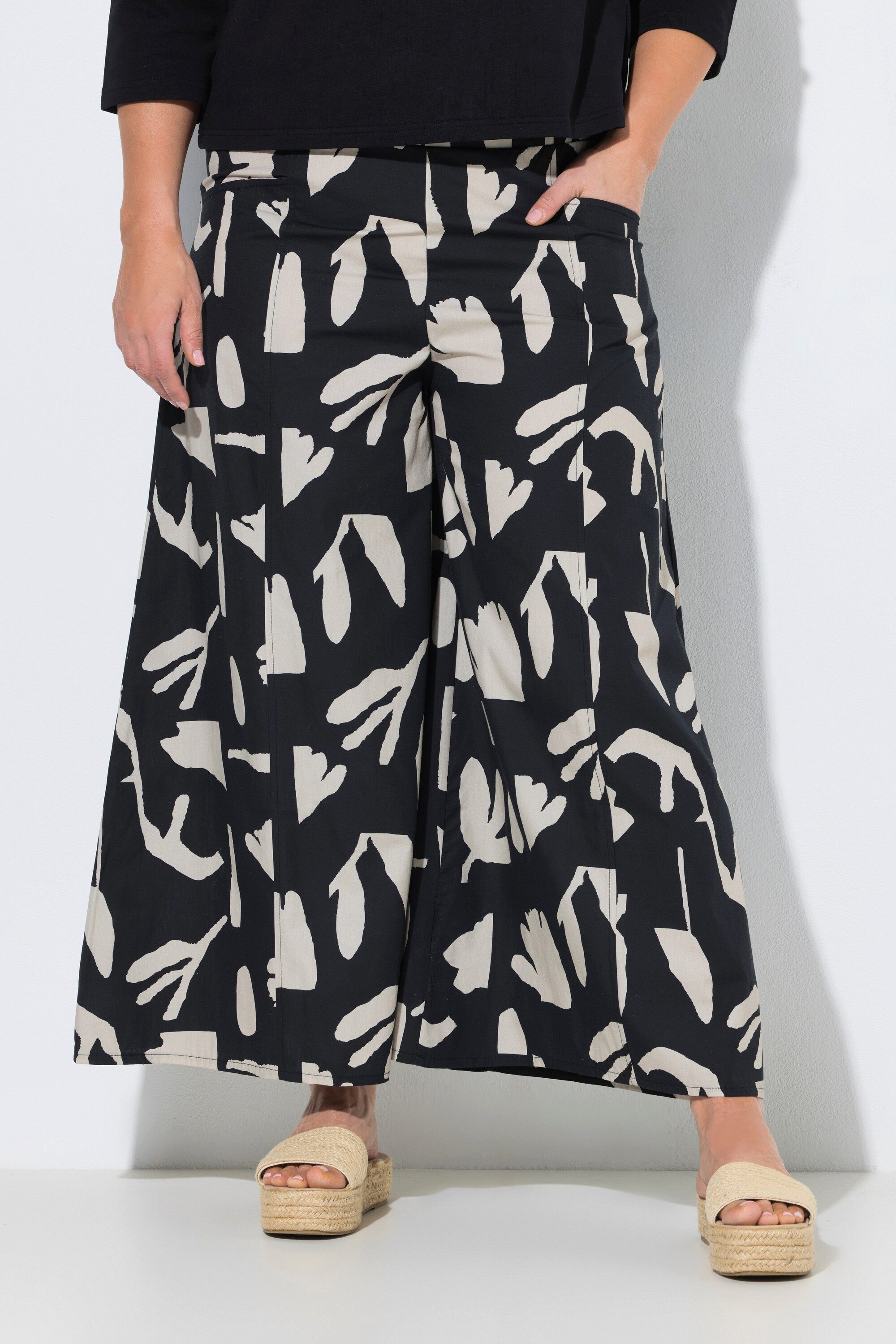 Ulla Popken Culotte Culotte Blüten weites Bein Elastikbund