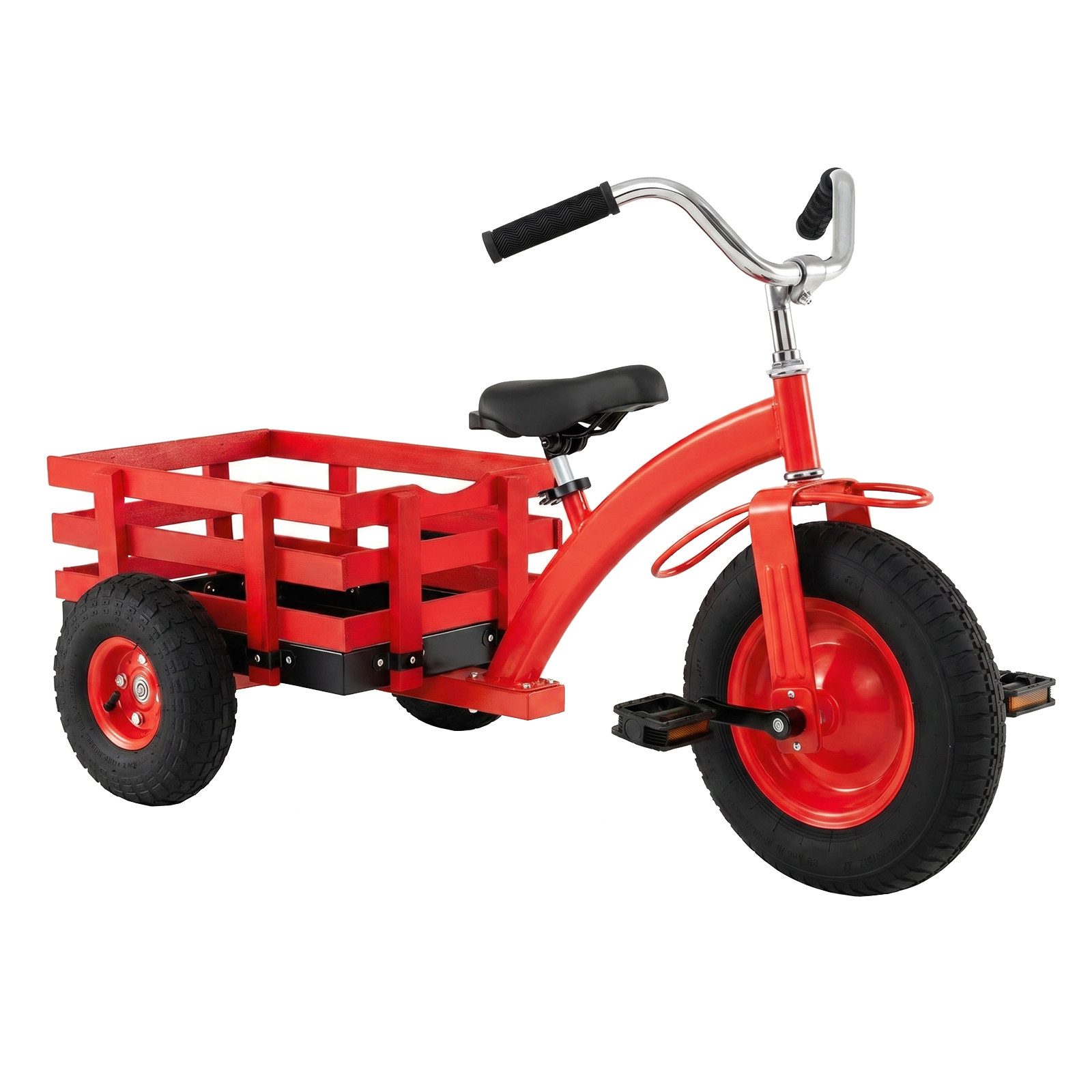 COSTWAY Dreirad, Kinderfahrrad mit verstellbarem Sitz, Lenker & Anhänger