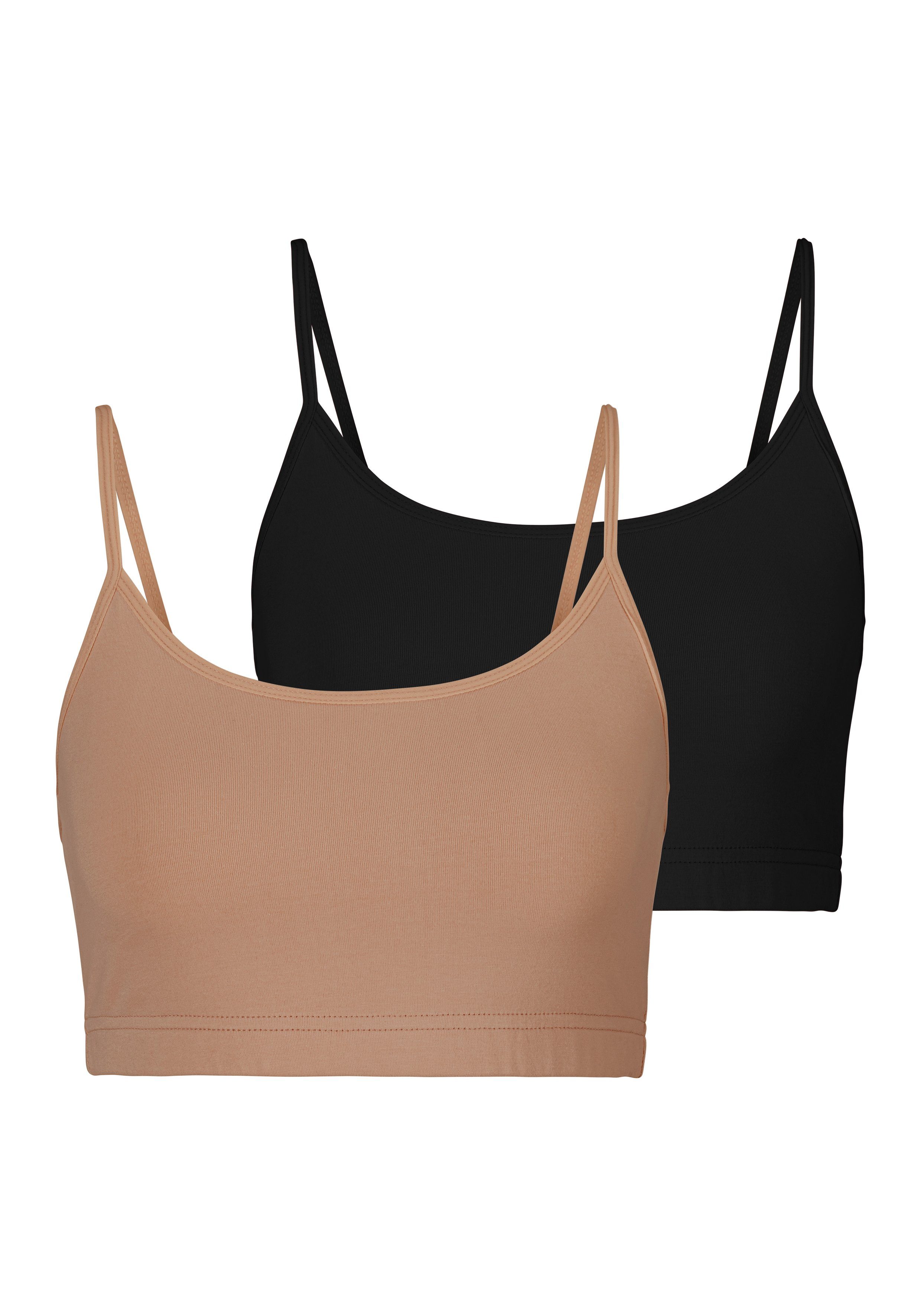 LASCANA Bustier (Packung, 2-tlg., 2 Stück) aus elastischer Baumwolle beige, schwarz | Bustiers