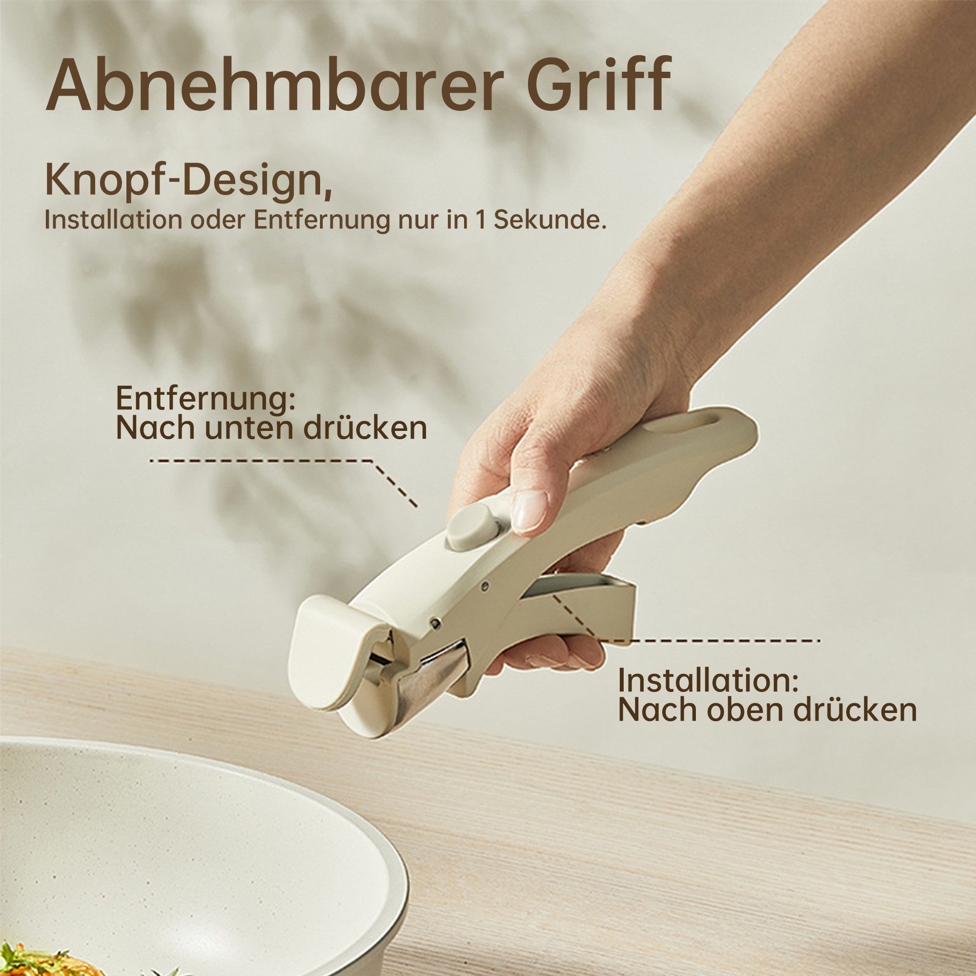 SEHAUSEU Pfannen-Set Topf-Set Kasserolle Bratpfanne mit abnehmbarer Griff, Antihaft,weiß, (19-tlg), 7-tlg.&19-tlg.
