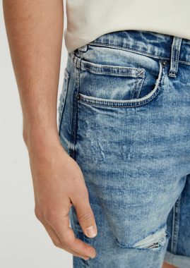 QS Jeansshorts Jeans-Bermuda John / Regular Fit / Mid Rise / Straight Leg Waschung, Destroyes
