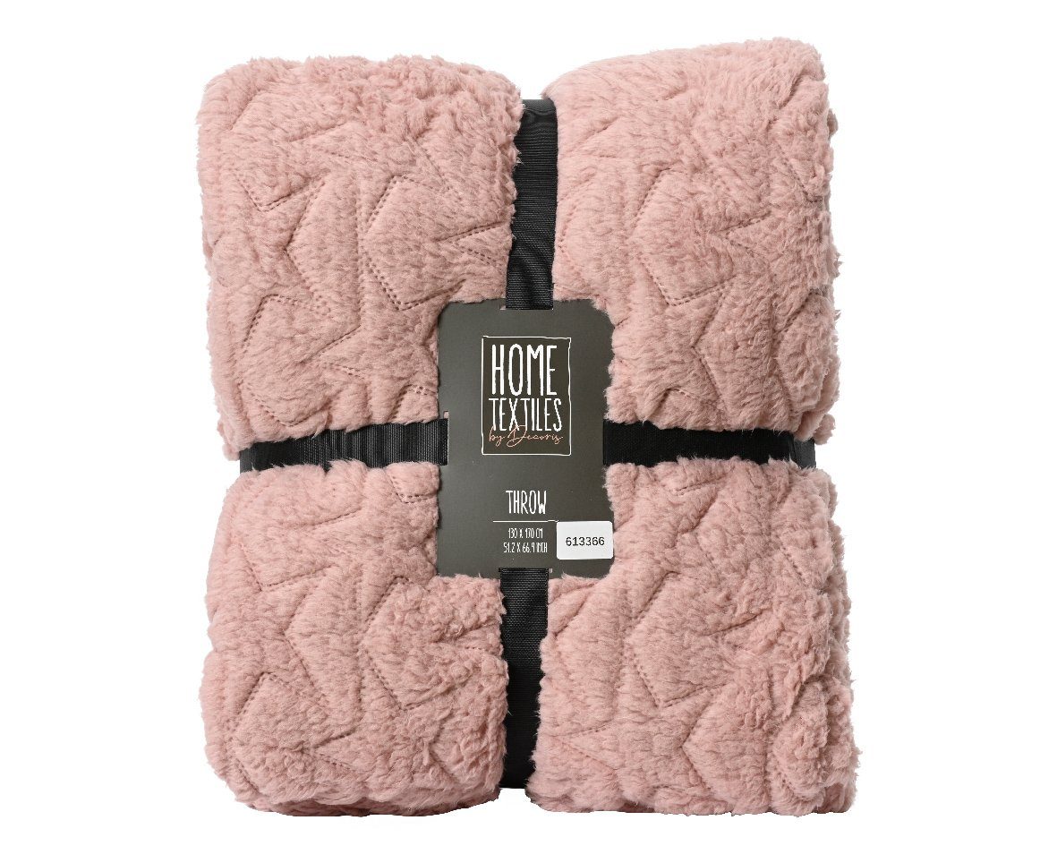 Plaid, Kaemingk, Kuscheldecke Fleecedecke mit Sternen 130x170cm rosa