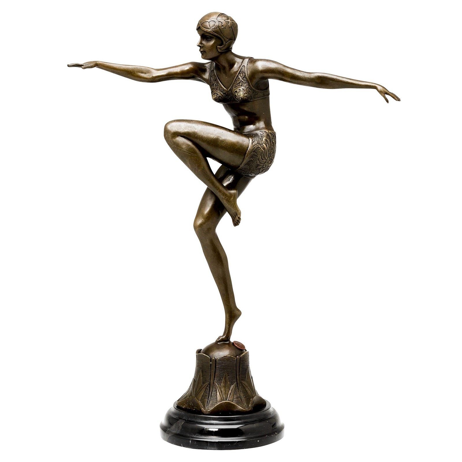 Aubaho Dekoobjekt Bronzefigur Tänzerin Con Brio nach Ferdinand Preiss Bronze Art deko an