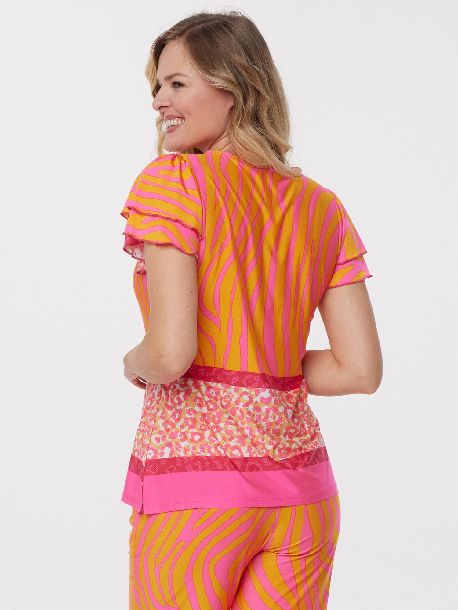 MONACO blue Langarmshirt Kurzarmbluse Körpernah mit Rüschenärmeln günstig online kaufen