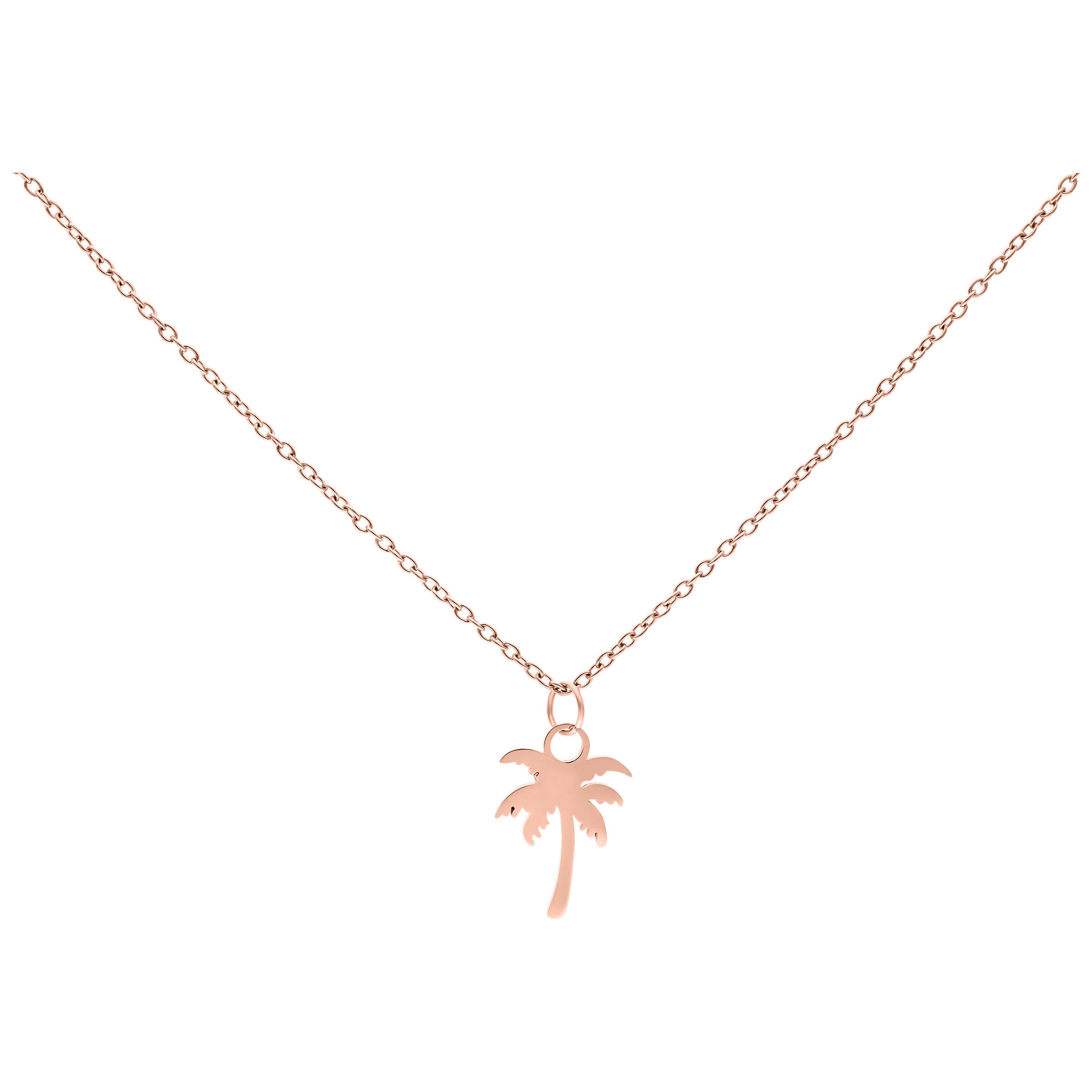 Wildcat Kette mit Anhänger Palm Kette - Roségold, Chirurgenstahl 316L - wasserfest, langlebig, hautverträglich