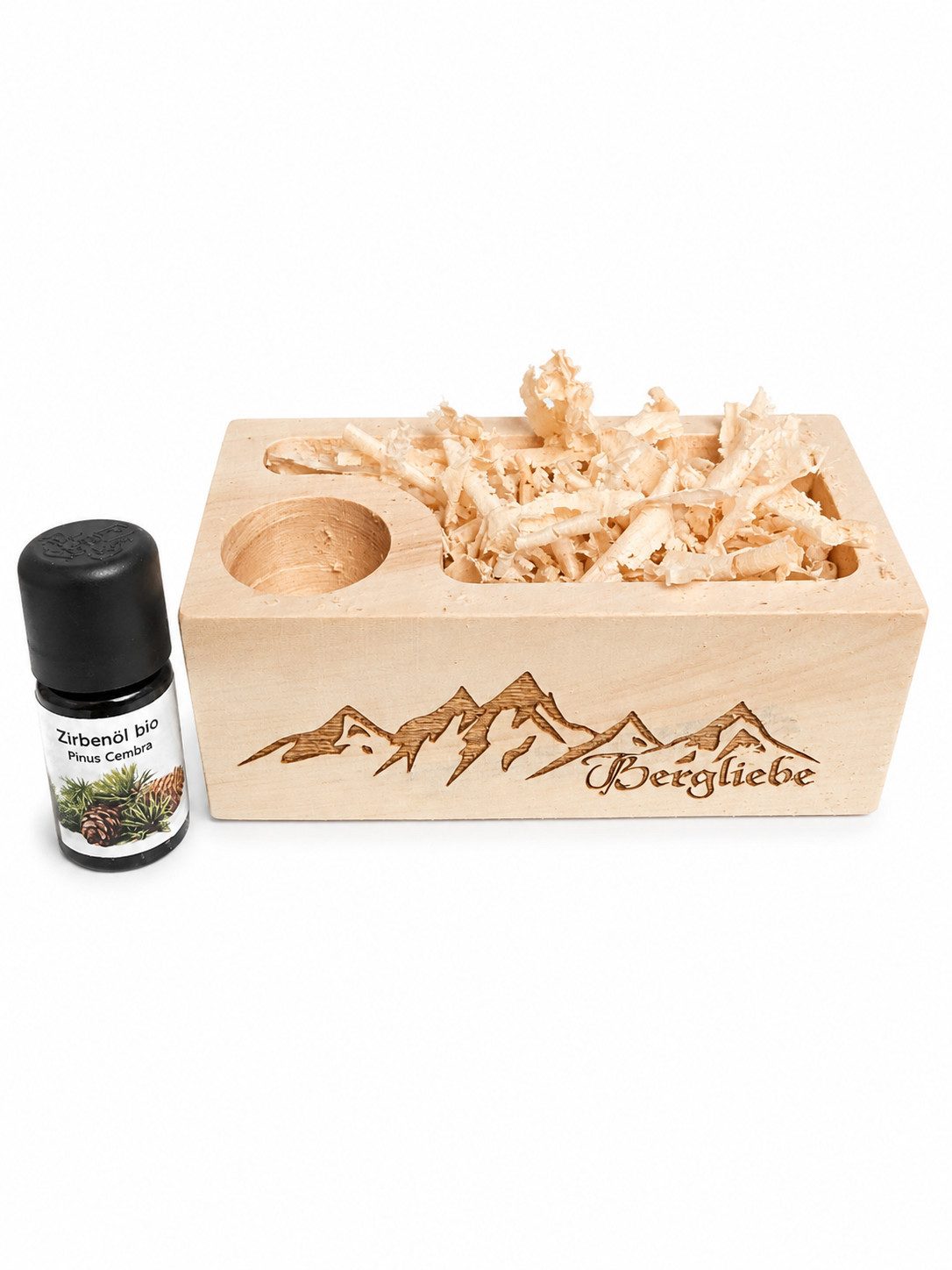 Zirbenvielfalt Zirbenkissen Zirbenset Bergliebe aus Zirbenholz mit 5ml Zirbenöl und Späne, 3-tlg.