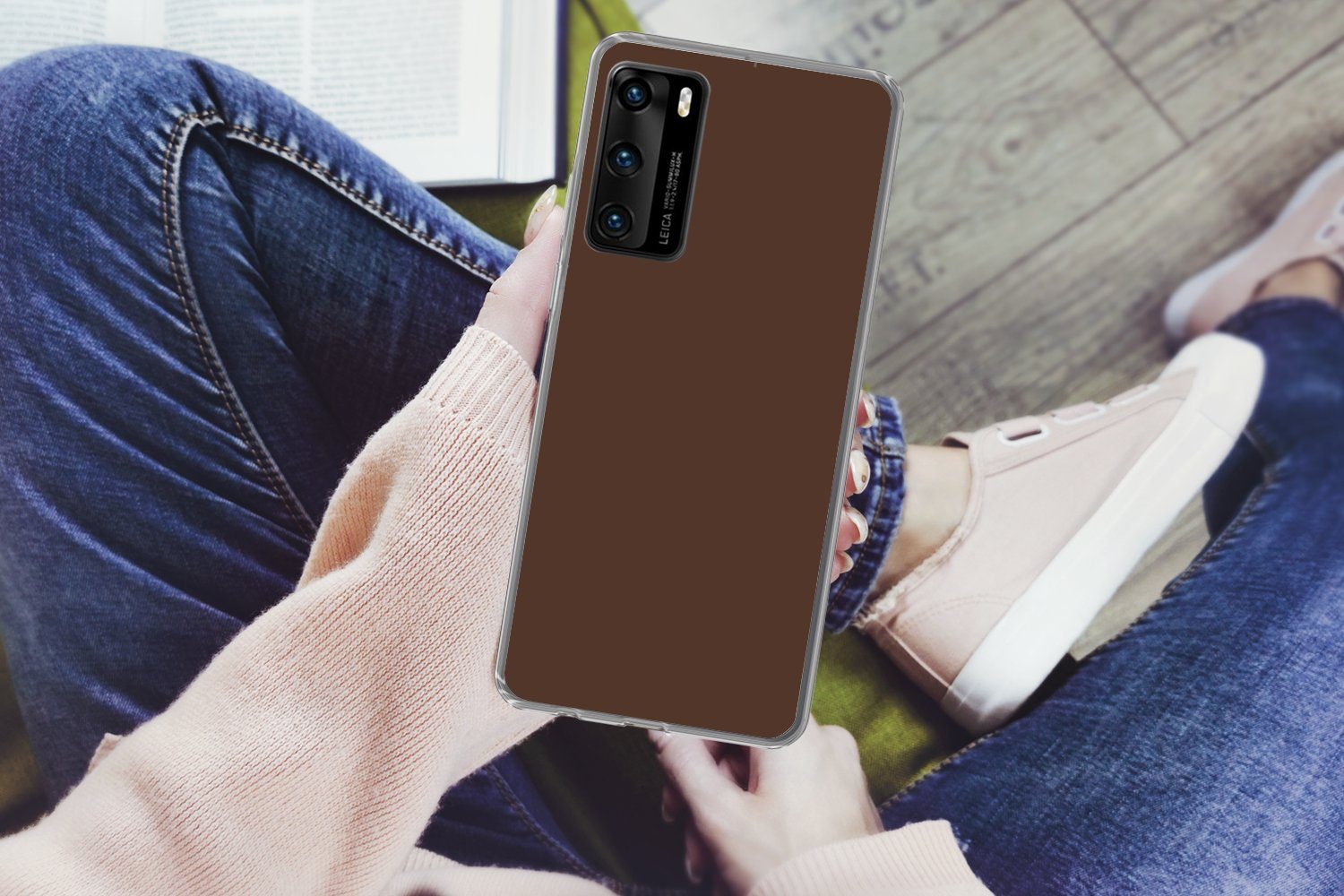 MuchoWow Handyhülle für Huawei P40 Braun - Dunkel - Farben, Handy Case, Silikon, Bumper Case Dünn