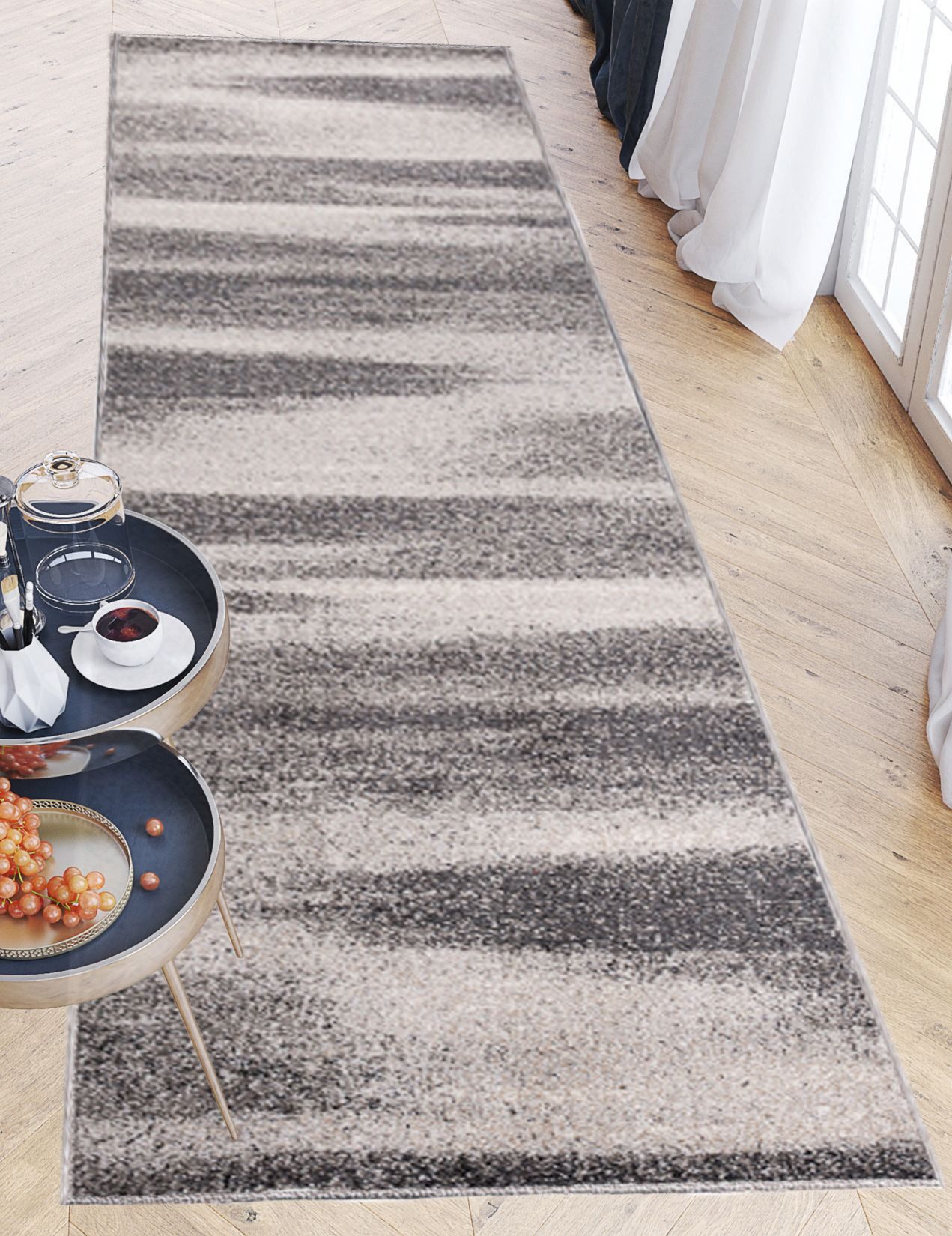 Mazovia Läufer Modern Abstrakt Anthrazit Grau Flur, Schlafzimmer, Diele, Fußbodenheizung – Bild 2 von 5