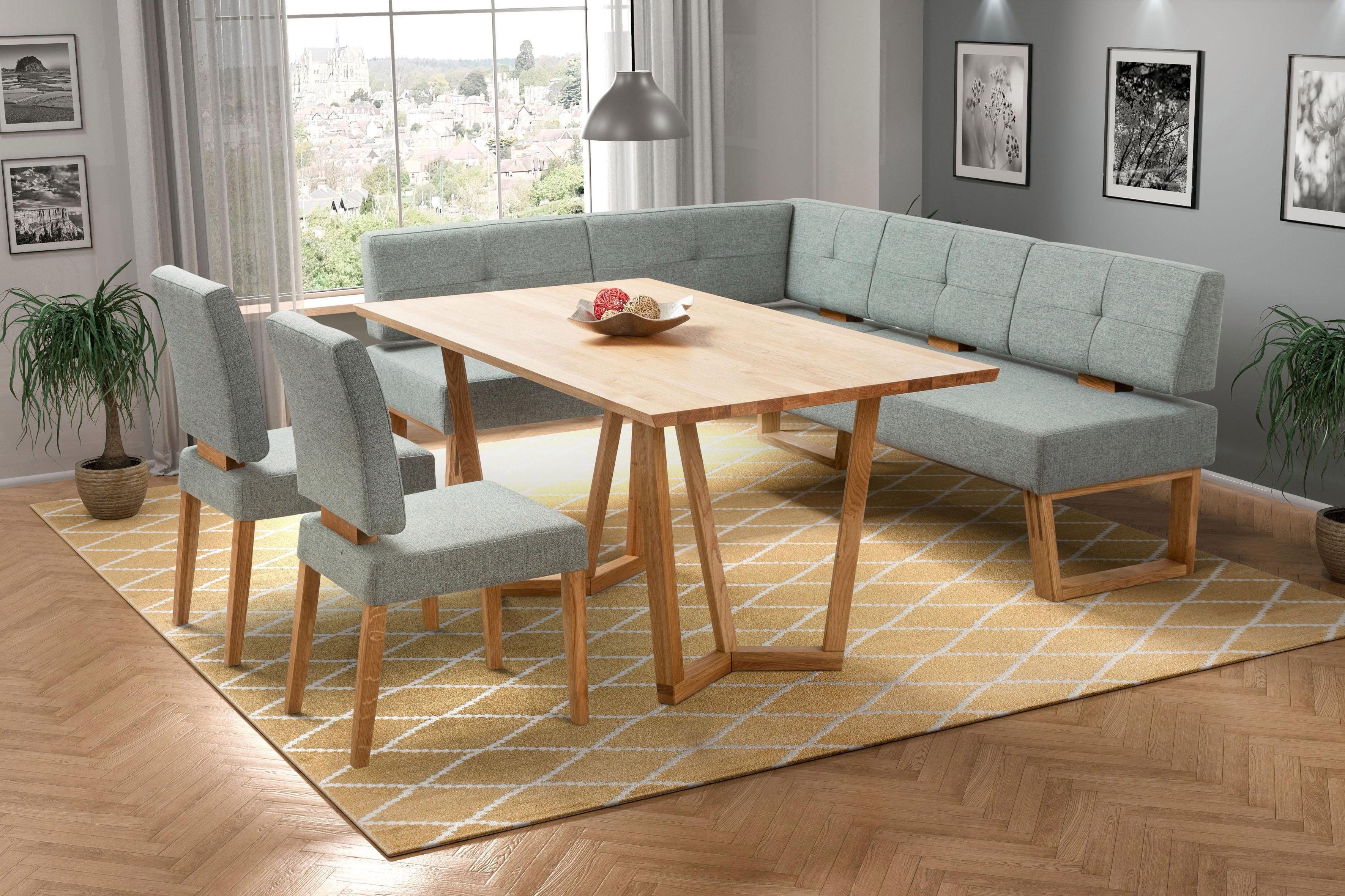 OTTO home Eckbank Ponza Polsterbank, Esszimmerbank, mit Massivholzgestell, Küchenbank in tollen Farben, Breite 201x161 cm