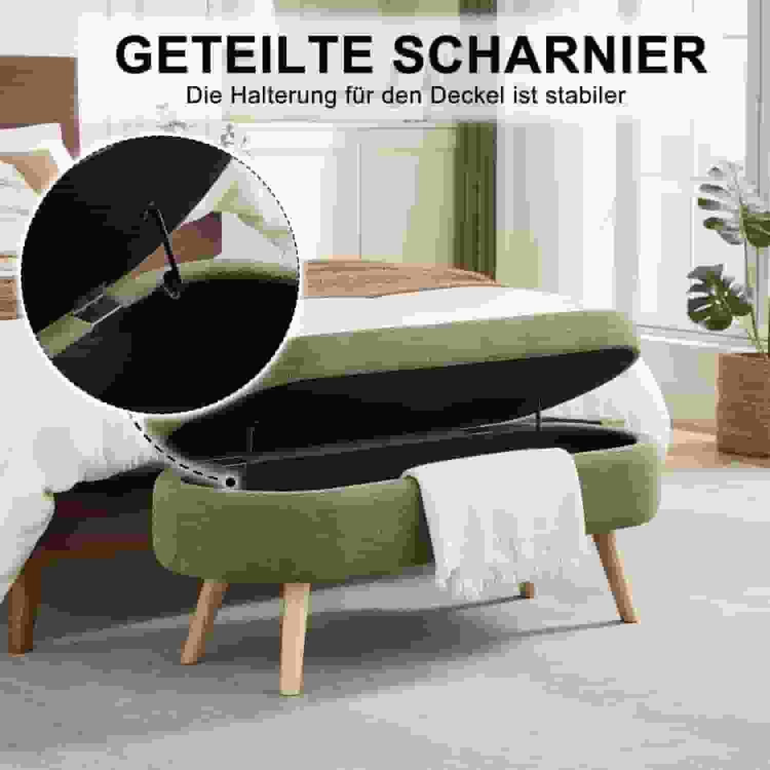 ANYSUN Bettbank Bettbank 110 cm mit Stauraum, gepolsterte Sitzbank., Bis 150 kg belastbar, belüfteter Stauraum & rutschfeste Füße.