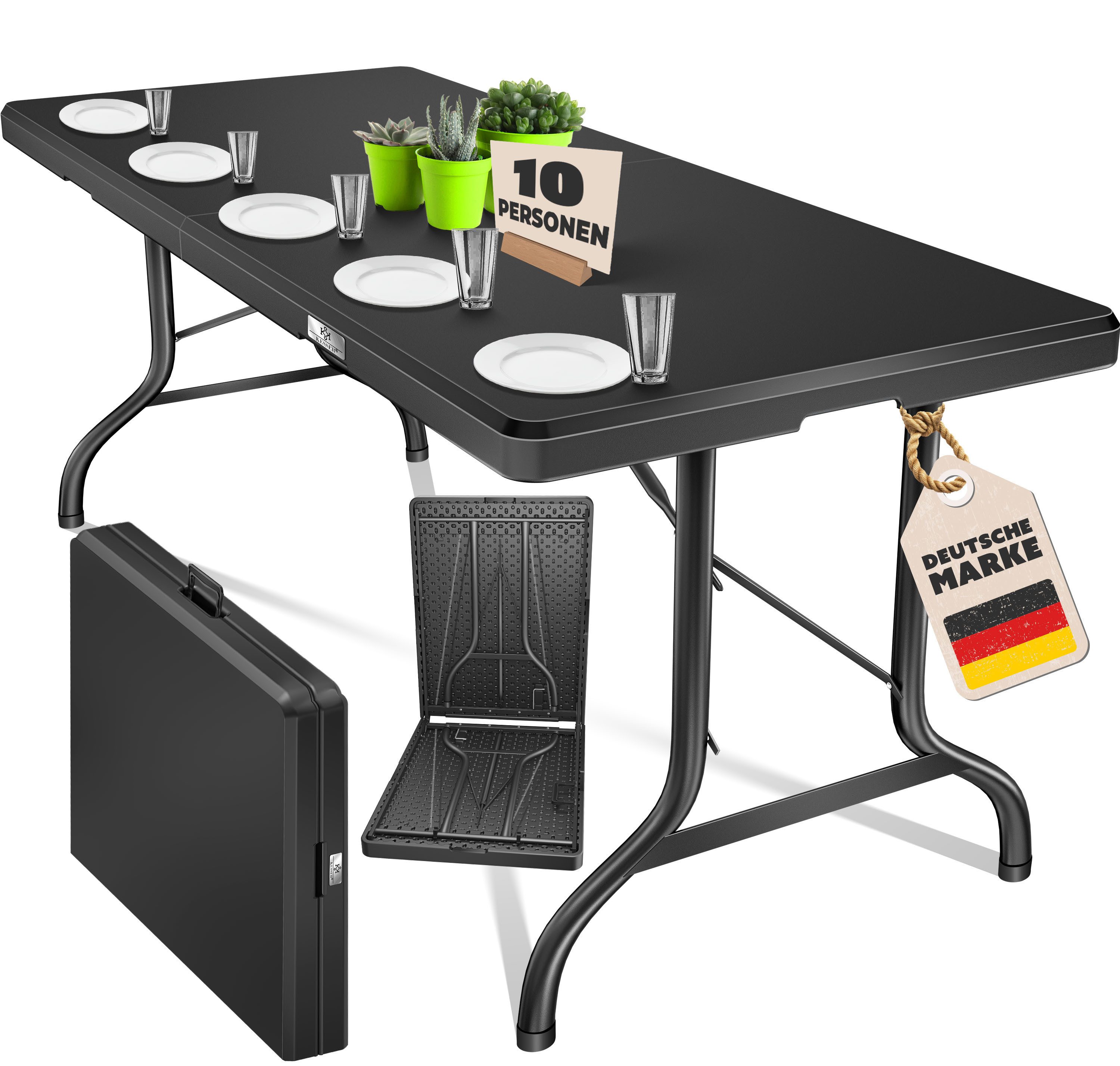KESSER Tabletttisch, Buffettisch Tisch klappbar Kunststoff 183/220x76 cm Campingtisch