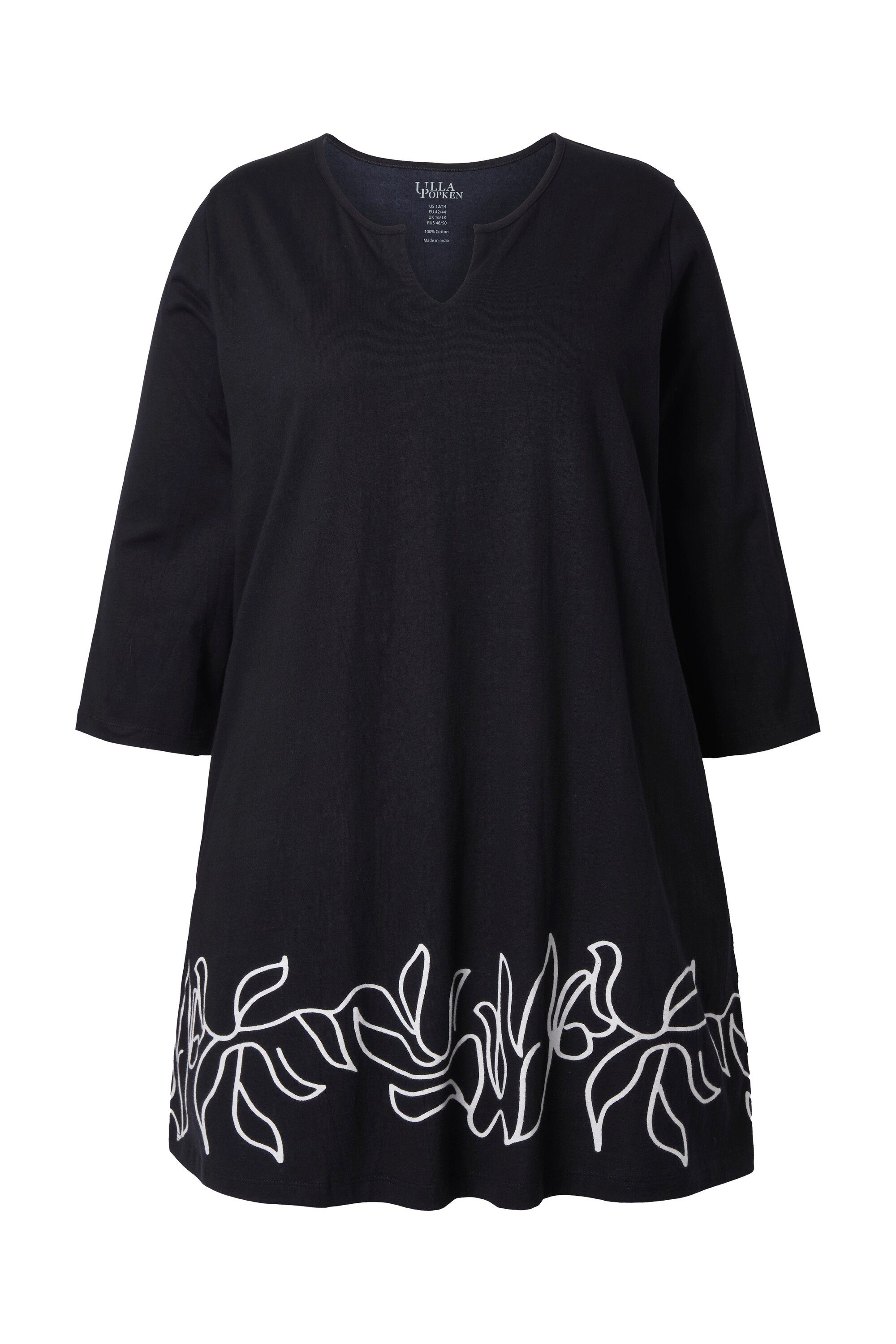 Ulla Popken Longshirt Longshirt Motivdruck A-Linie Tunika-Ausschnitt günstig online kaufen