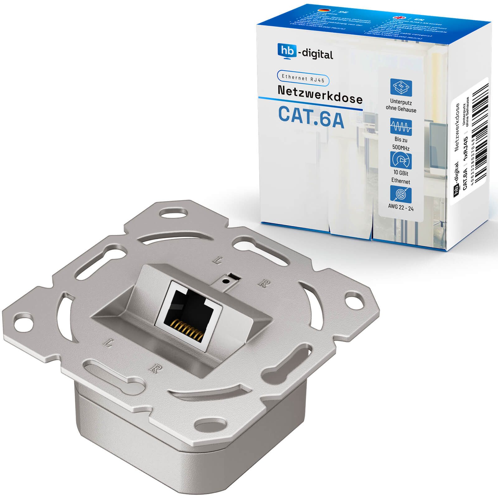 LAN Dose CAT 6a Datendose Unterputz ohne Abdeckung RJ45 Netzwerk-Adapter