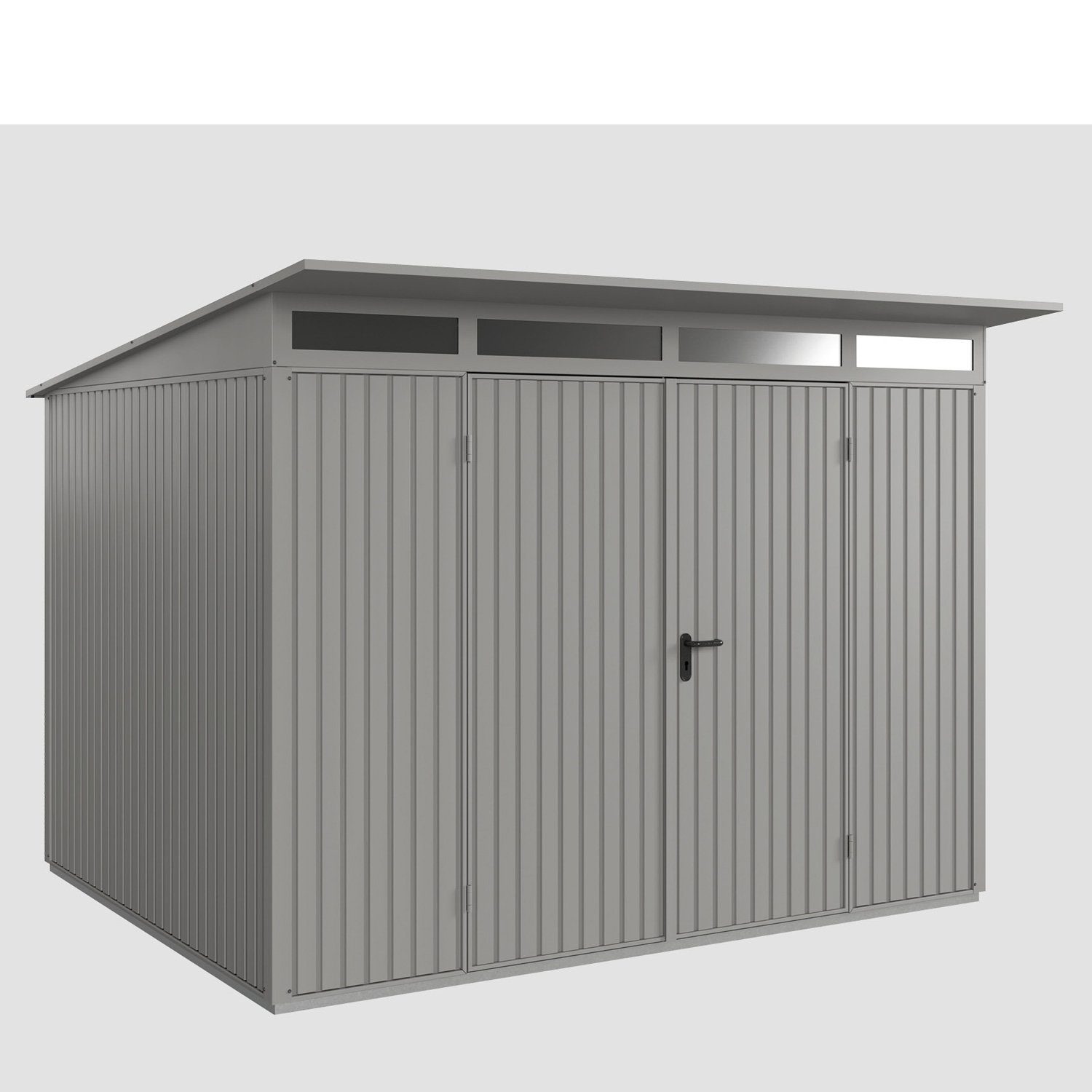 Hörmann Ecostar Gerätehaus Metall-Gerätehaus Trend mit Pultdach Typ 3, 2-flüglige Tür graualuminium