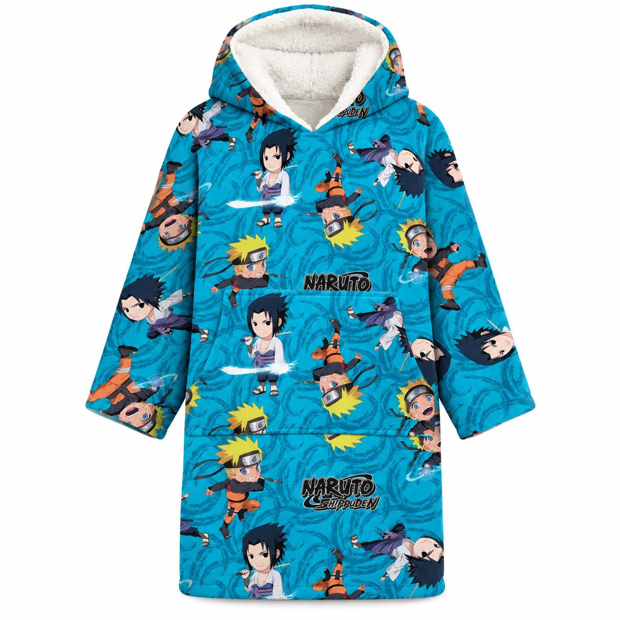 Naruto Sweatponcho Naruto Shipudden Kuschelponcho mit Ärmeln Kapuze Tasche XS-L