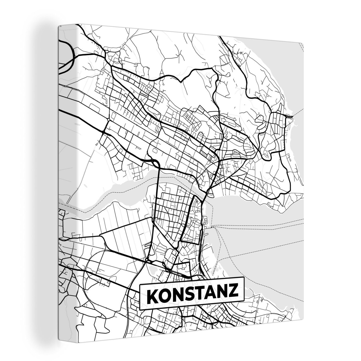Konstanz St), Schlafzimmer Leinwandbild Bilder OneMillionCanvasses® Karte Wohnzimmer - Stadtplan, für Leinwand (1 -