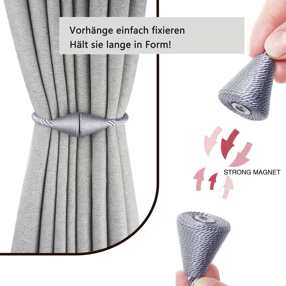 Agger Raffhalter Magnetische Vorhang Raffhalter 2 Stück, Vorhang Raffhalter Schnallen, (2-tlg), Holdbacks Halter Haken Clip für Zuhause Schlafzimmer Büro