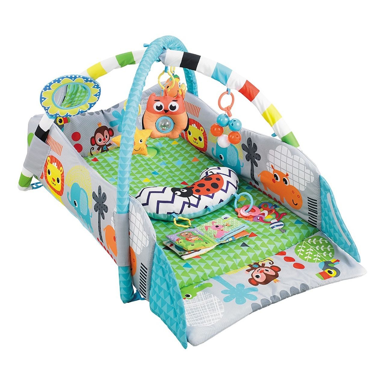 Moni Spielbogen 2 in 1 Oase JL628-1B, Krabbeldecke, Kissen, Spielzeuge, 100% Polyester, ab 6 Monate