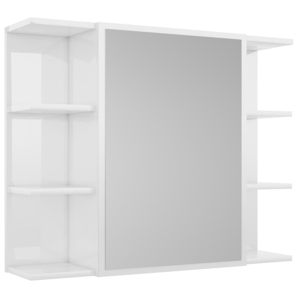 vidaXL Badezimmerspiegelschrank Bad-Spiegelschrank Hochglanz-Weiß 80×20,5×64 cm Holzwerkstoff (1-St)