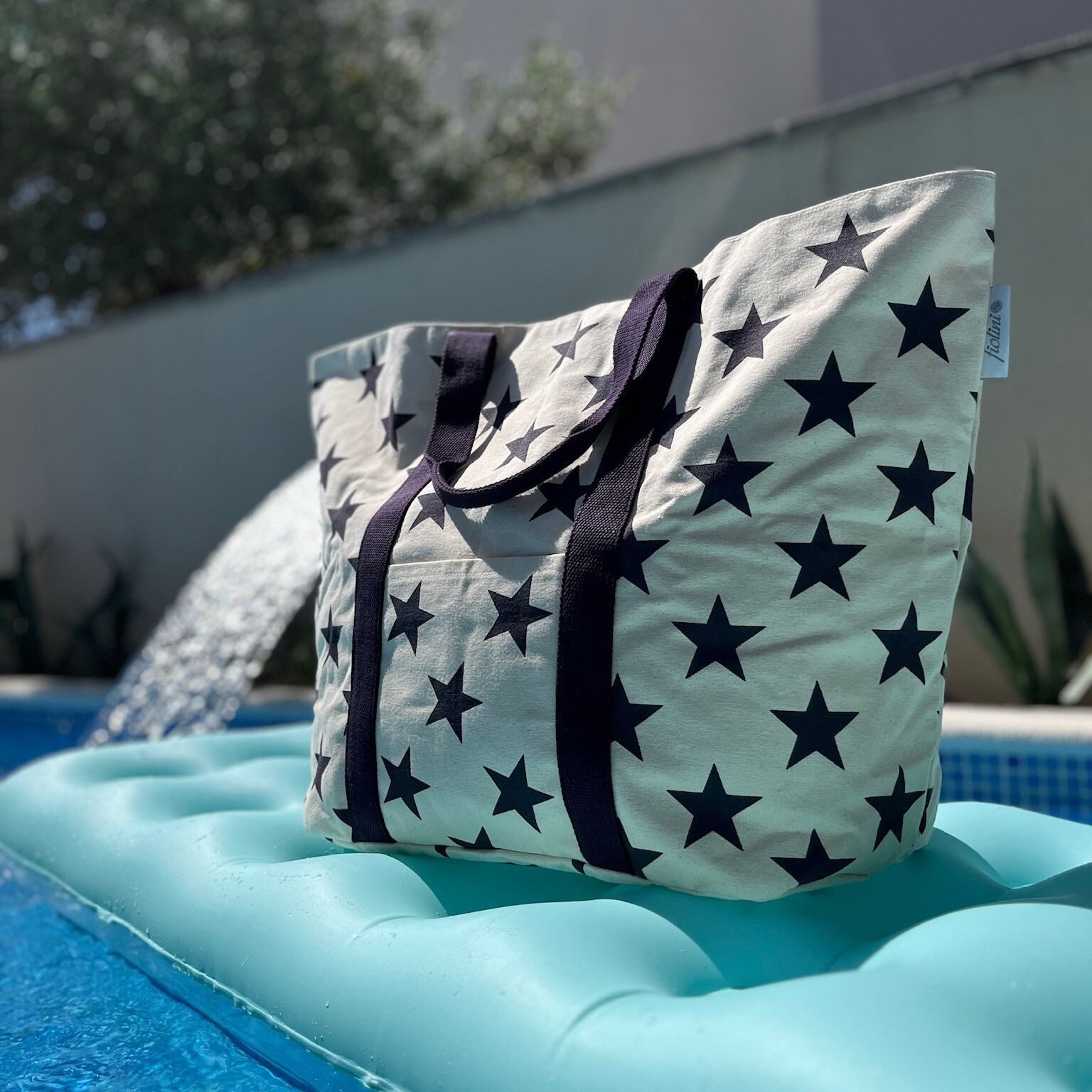 fiolini XL-Strandtasche Stars - extragroße maritime XXL Badetasche für Familien