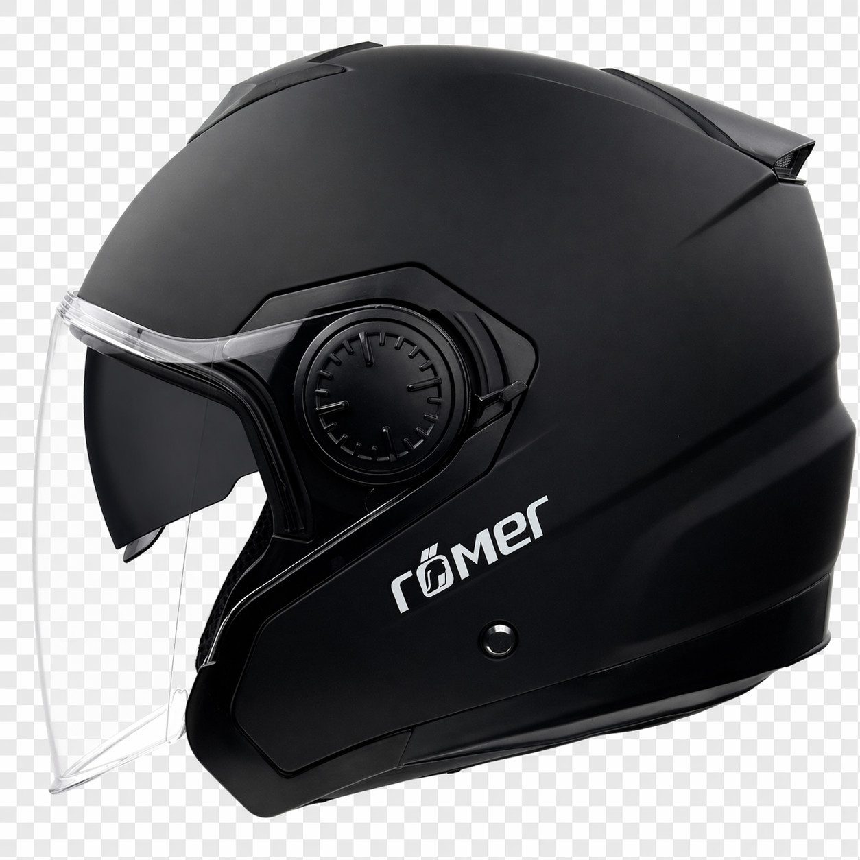 RÖMER HELME Motorradhelm RR10901 - Jethelm - mit innenliegendem Sonnenvisier, schwarzmatt