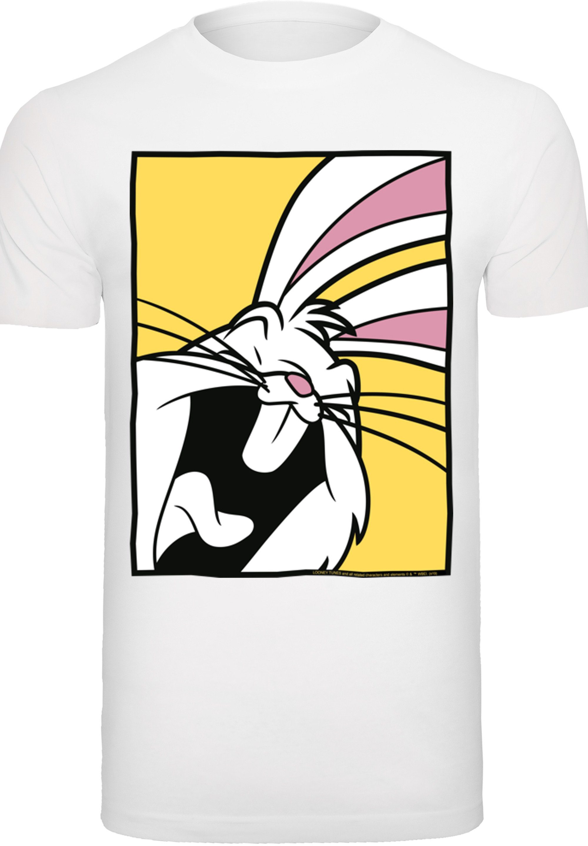Bugs Herren Neck (1-tlg) Bunny Looney Kurzarmshirt T-Shirt with F4NT4STIC Round Tunes Laughing