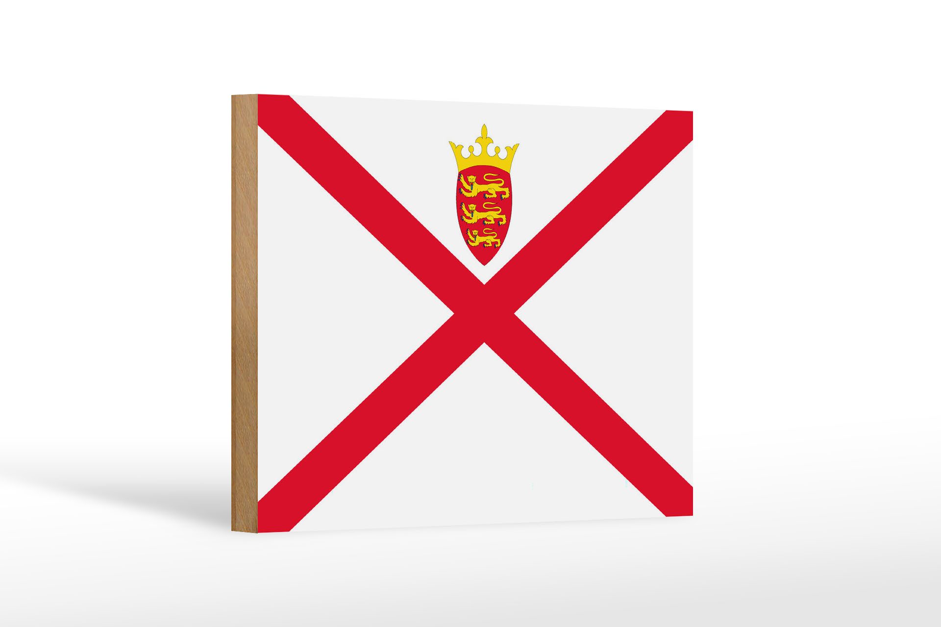 Femer GmbH Holzbild Flagge Jerseys 18x12 cm Flag of Jersey, Flaggen (1 St), Glatte Holzfaserplatte (MDF), vorn beschichtet