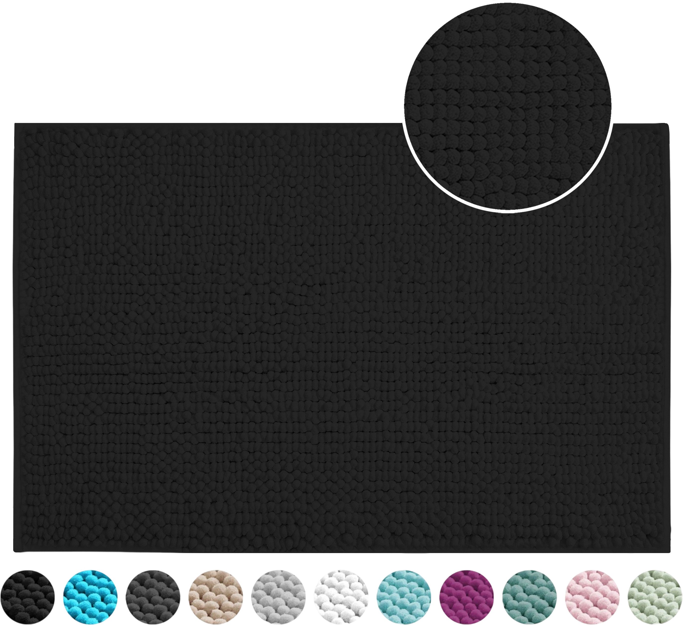 OTTO home Badematte Vanessa Chenille, Standard & Premium, 15cm oder 20cm, auch als 2er Set, rutschhemmend beschichtet, schnell trocknend, strapazierfähig, fußbodenheizungsgeeignet, Polyester, rechteckig, Uni Farben, besonders weich, flauschig, Badvorleger