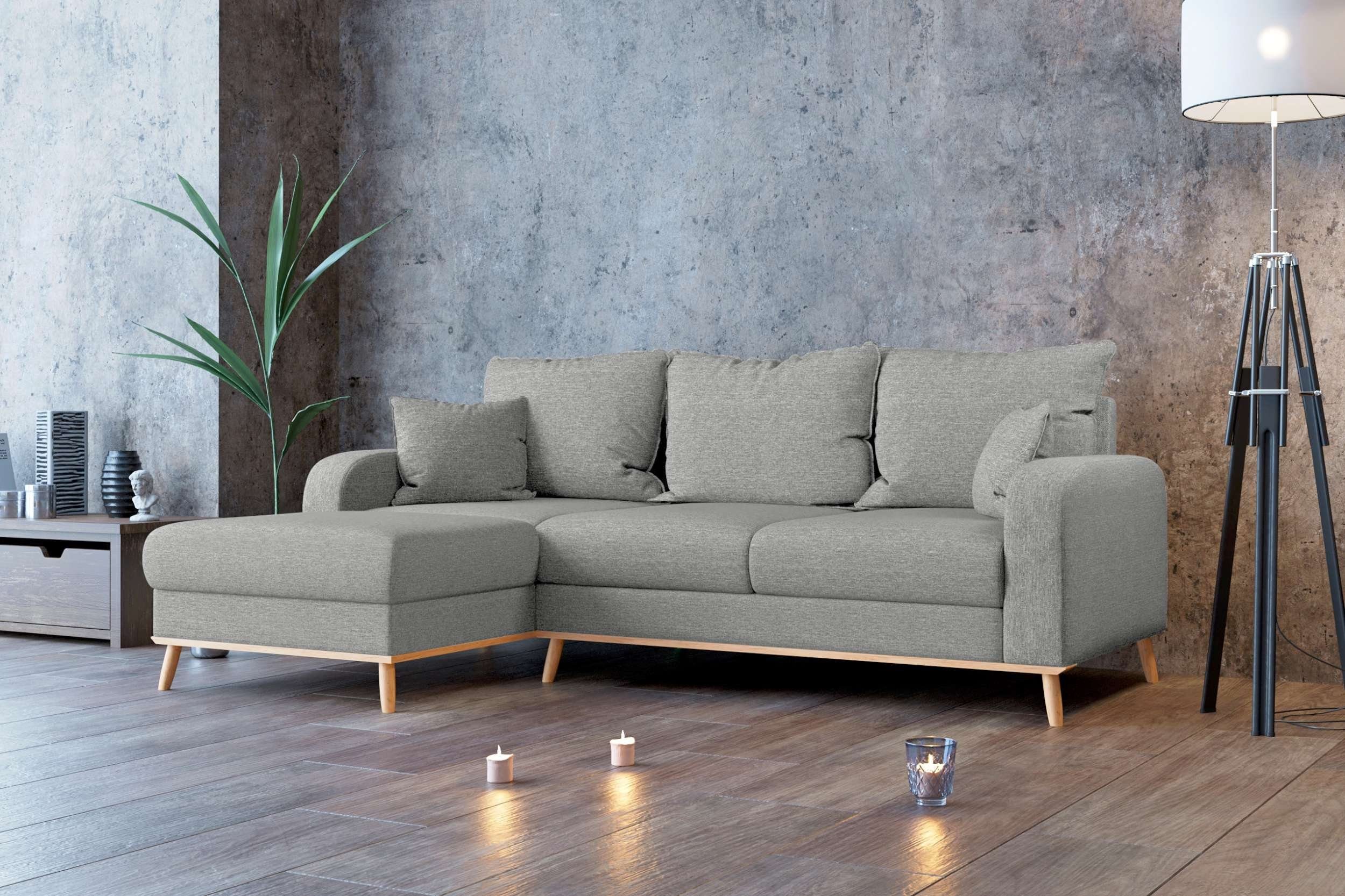 Stylefy Ecksofa Ontario, L-Form, Eckcouch, mane links oder rechts bestellbar, frei im Raum stellbar, mit Wellenfederung, Modern Design