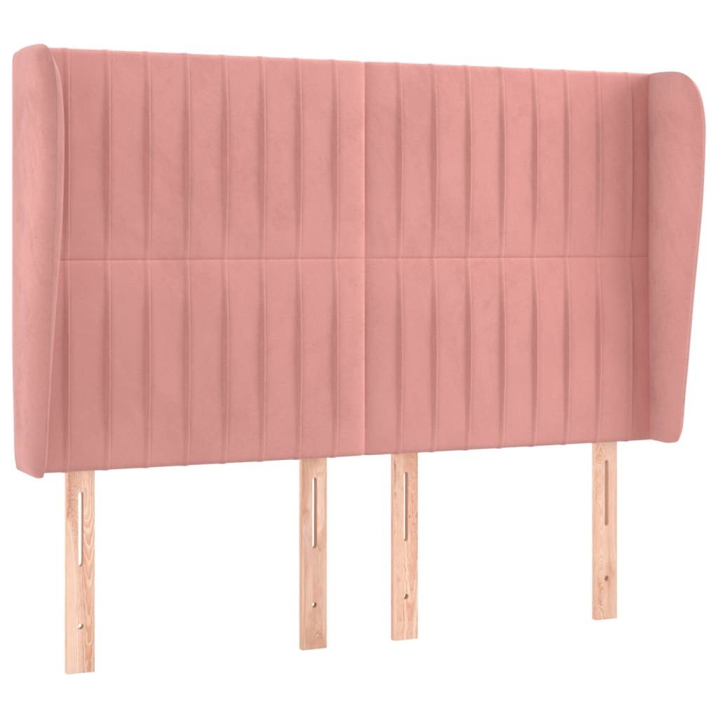 vidaXL Bett Kopfteil mit Ohren Rosa 147x23x118/128 cm Samt (1-tlg)