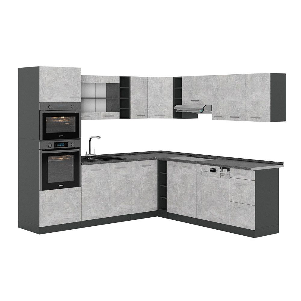 Vicco Winkelküche R-Line, Beton/Anthrazit, 237 x günstig online kaufen