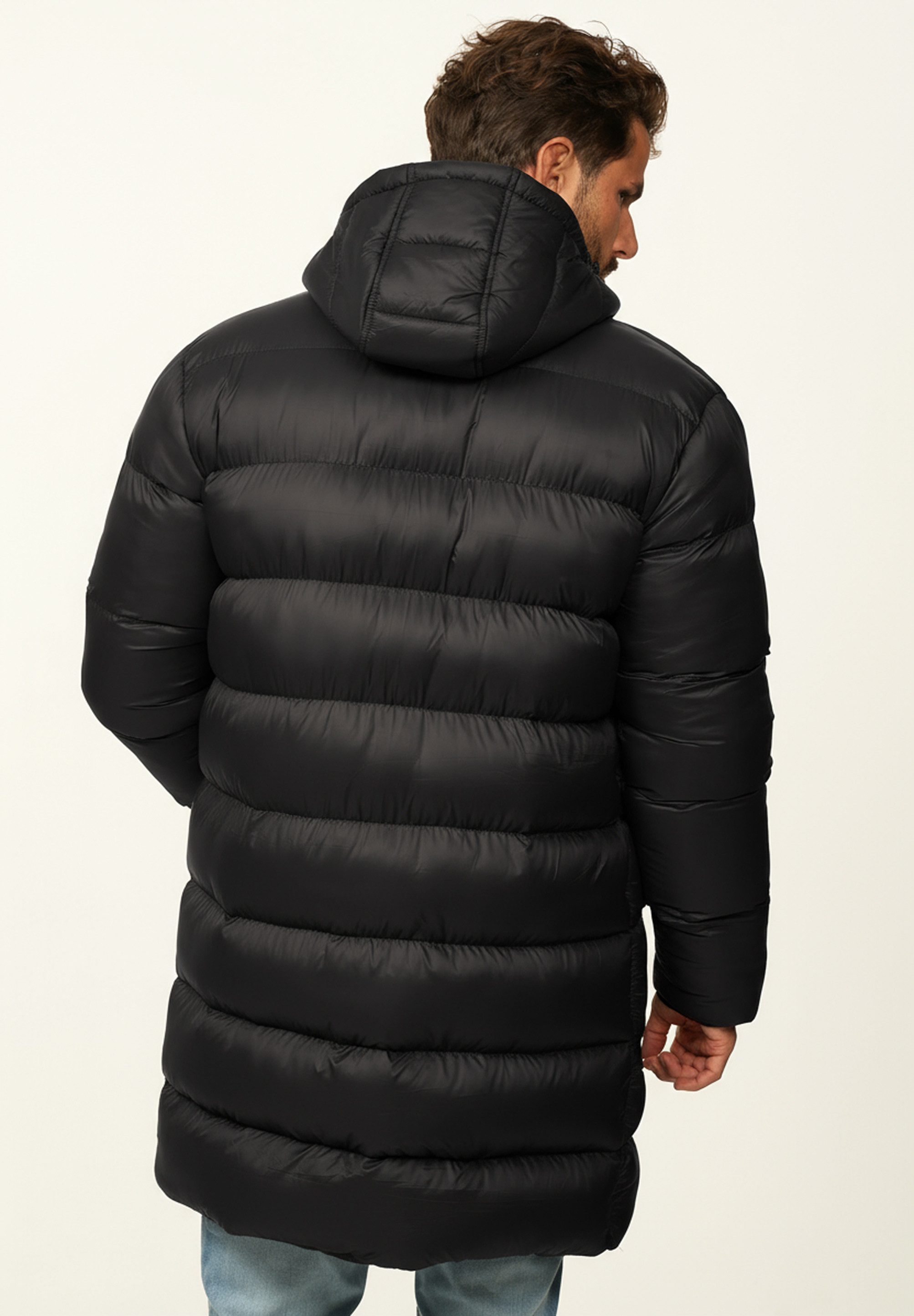 SOULSTAR Parka mit Kapuze als Winterjacke - Langer Steppmantel Herren warme Pufferjacke Steppjacke - Leichter Wintermantel