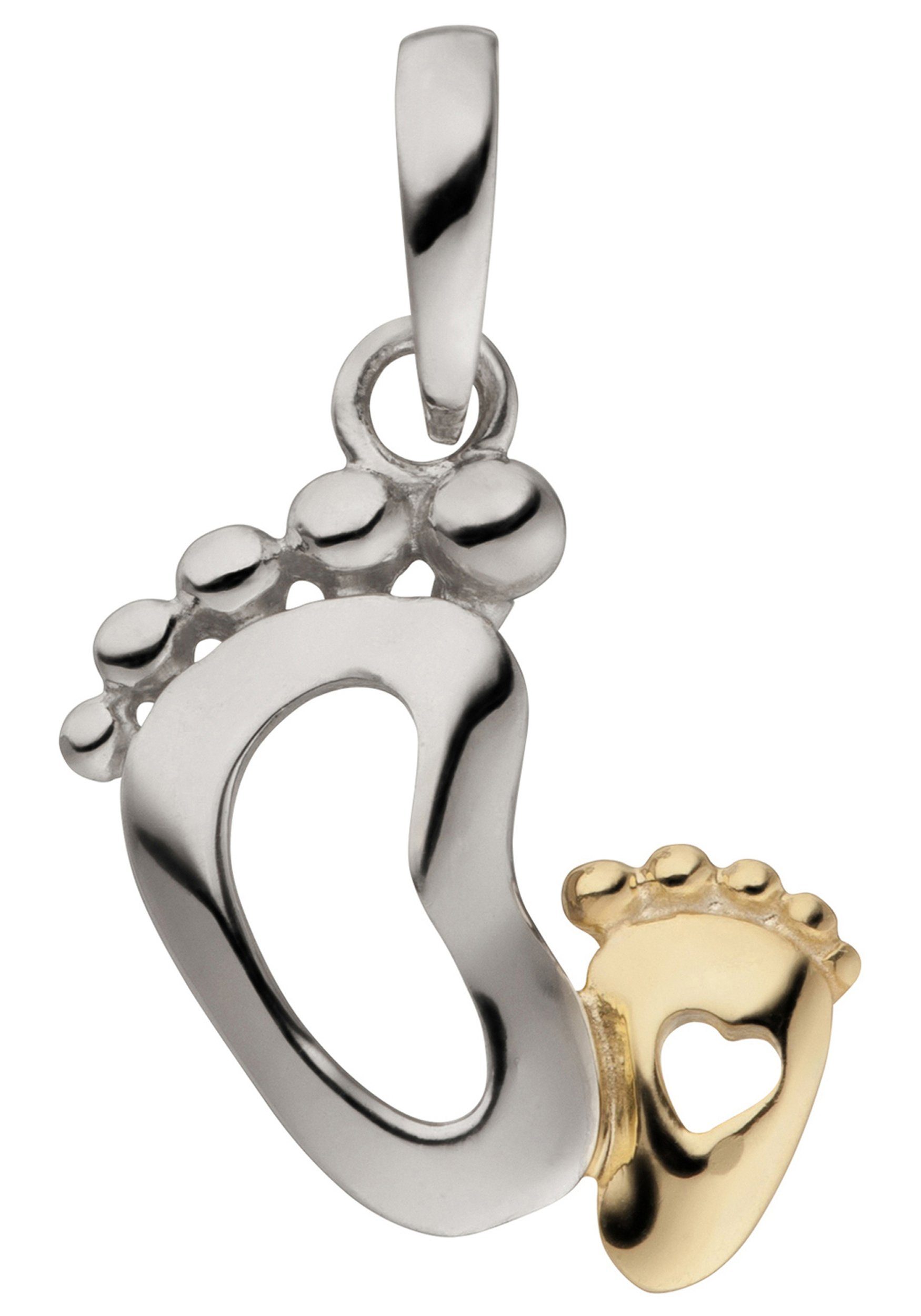 JOBO Kettenanhänger Anhänger Babyfuß, 925 Silber bicolor vergoldet
