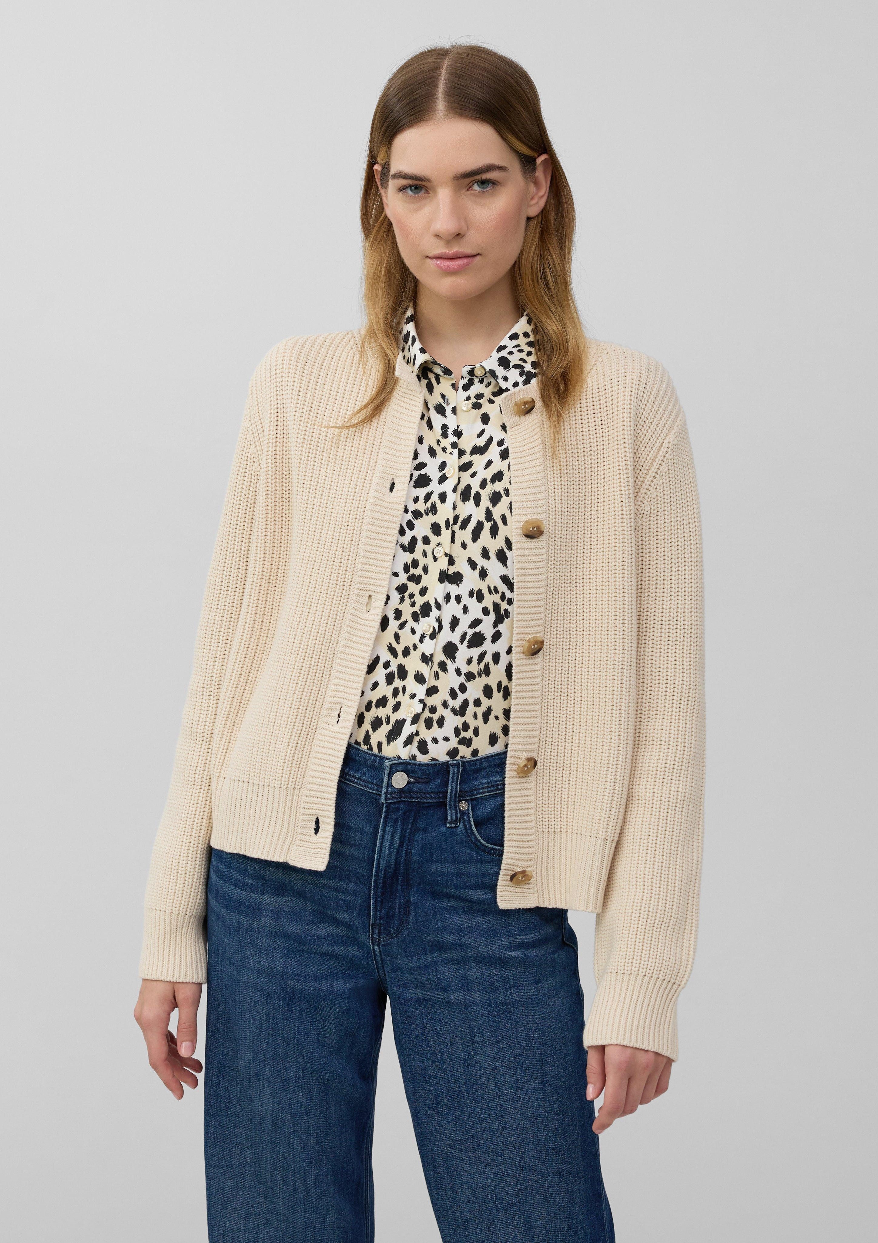Strickjacke Cardigan aus Baumwollmix in Ripp-Optik