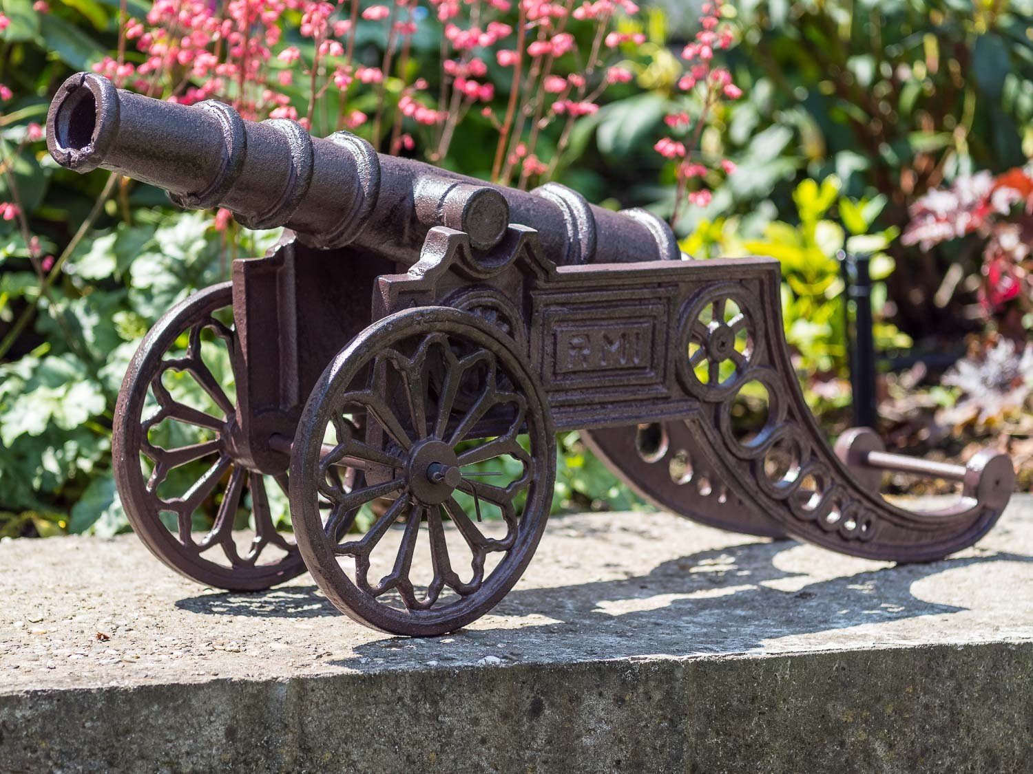 Kanone braun im Antik-Stil Deko Dekoration Garten Eisen Skulptur Aubaho Gartenfigur 72cm
