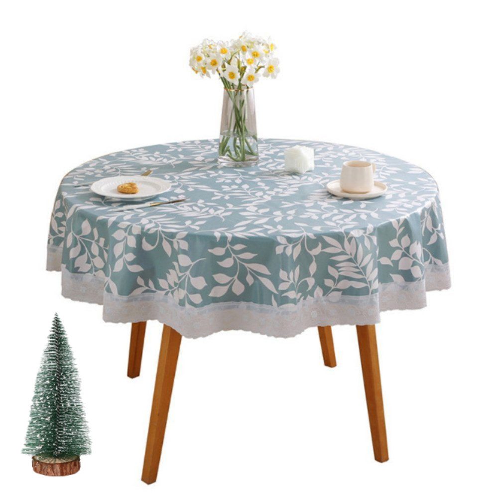 Tischdecke Tischdecke runden Wasserabweisend Abwischbar Blau Durchmesser:150cm