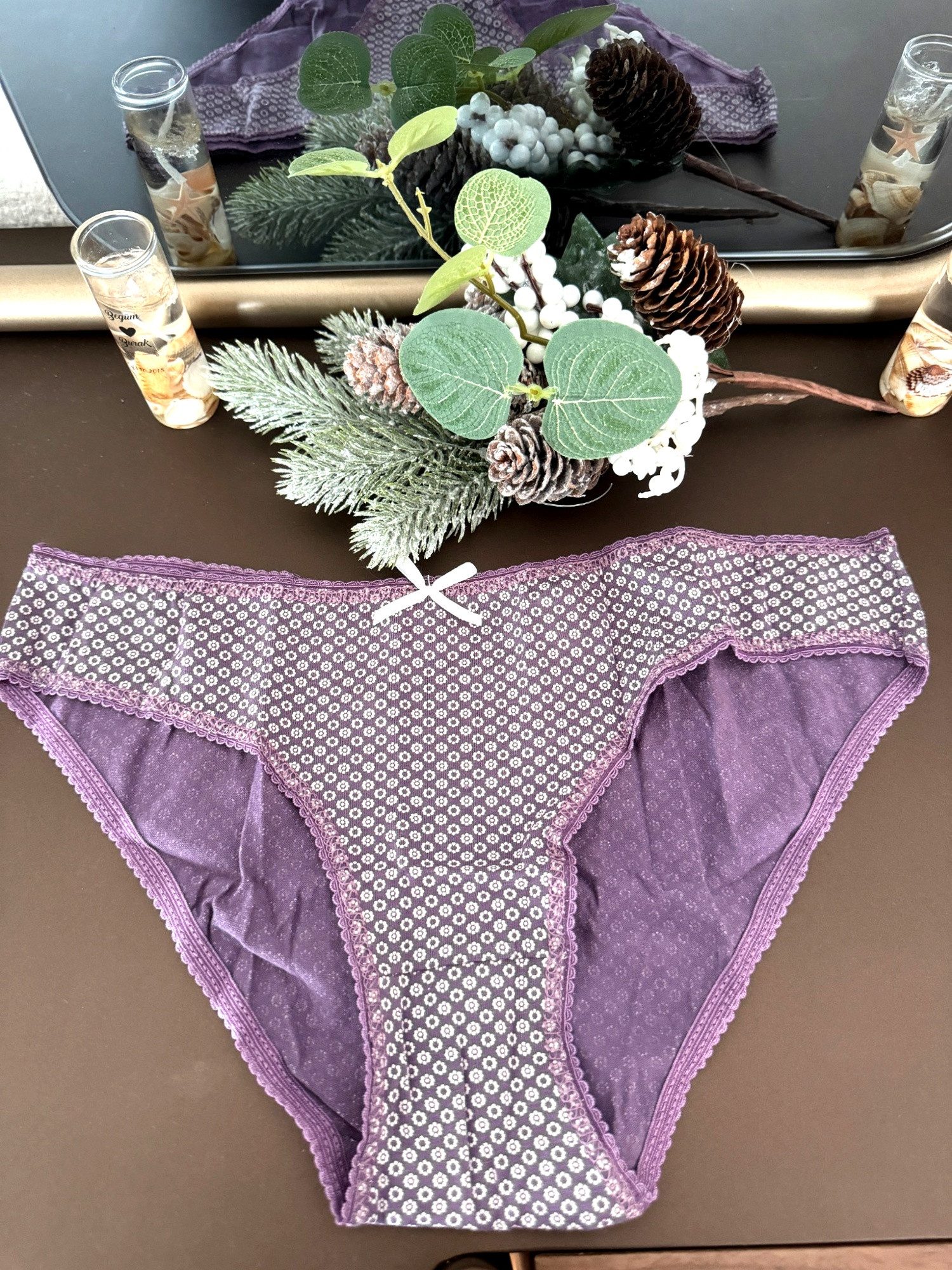 Slip Damen Slip 7er Pack – Gemustert, Baumwolle, Mit Schleifchen
