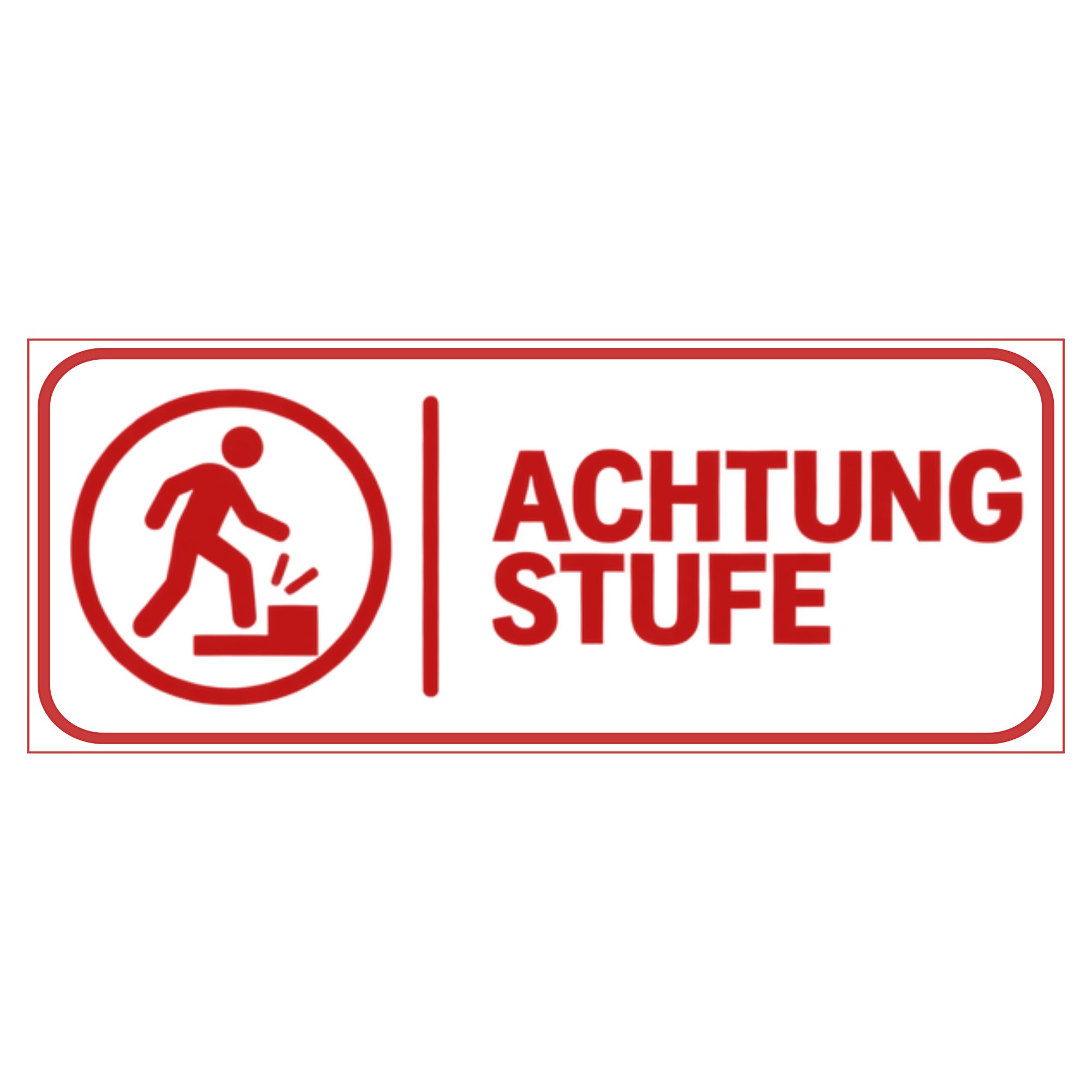 Nomiro Hinweisschild NOMIRO Hinweisschild Türschild Achtung Stufe 15x6 cm - Kunststoff weiß, (1 St), selbstklebend, lasergraviert