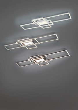 TRIO Leuchten LED Deckenleuchte MILA, Dimmfunktion, Memoryfunktion, Nachtlichtfunktion, LED fest integriert, Farbwechsler, Neutralweiß, Tageslichtweiß, Warmweiß, Deckenlampe inkl. Fernbedienung, dimmbar, 3000 - 6500K, 105xx42x6,5 cm