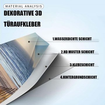 Coonoor Türtapete 3D Selbstklebend Türaufkleber,Wasserfest Wandtattoo,77 x 200 cm, Glatt, gestreift