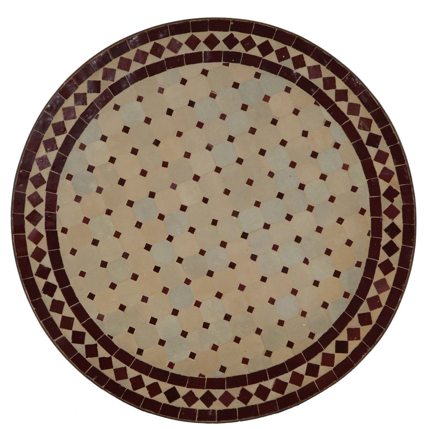 Casa Moro Gartentisch Marokkanischer Mosaiktisch Gartentisch Mosaik-Beistelltisch Ø60cm (rund Bordeaux terrakotta mit Gestell Höhe 73cm, Kunsthandwerk aus Marrakesch, Mediterraner, MT2050), Handmade