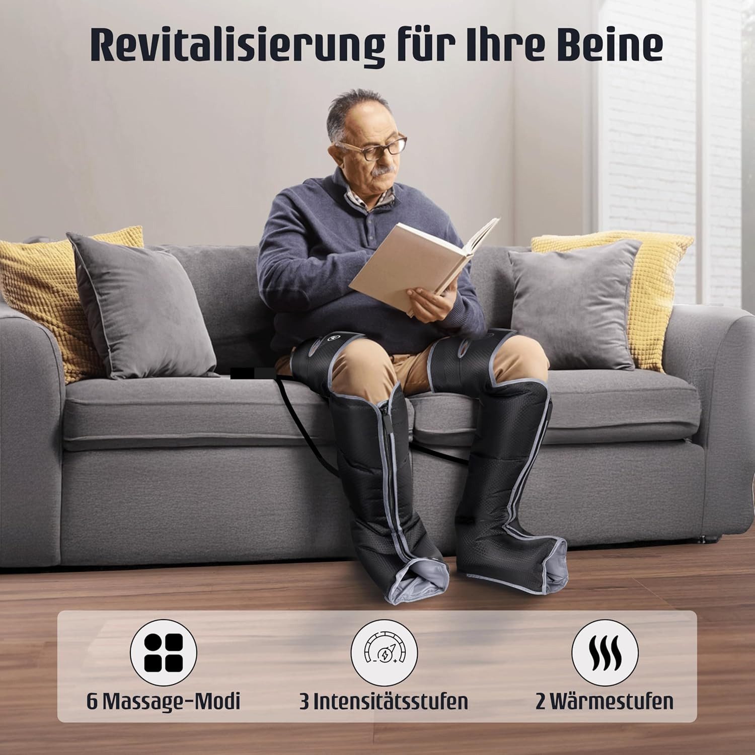 Fitleap Venentrainer Kompressionsmassage für Oberschenkel, Waden und Fuß, Beinmassagegerät…, Abschaltautomatik, Faltbar, Geräuscharm, Tragbar, Wärme