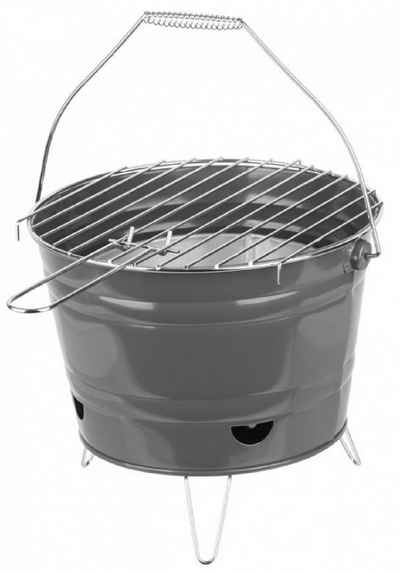 PROREGAL® Holzkohlegrill BUCKETHEAD Holzkohlegrill, Eimergrill aus rostfreiem Stahl, Grillflä, Eimergrill aus rostfreiem Stahl, Grillfläche Ø 27cm