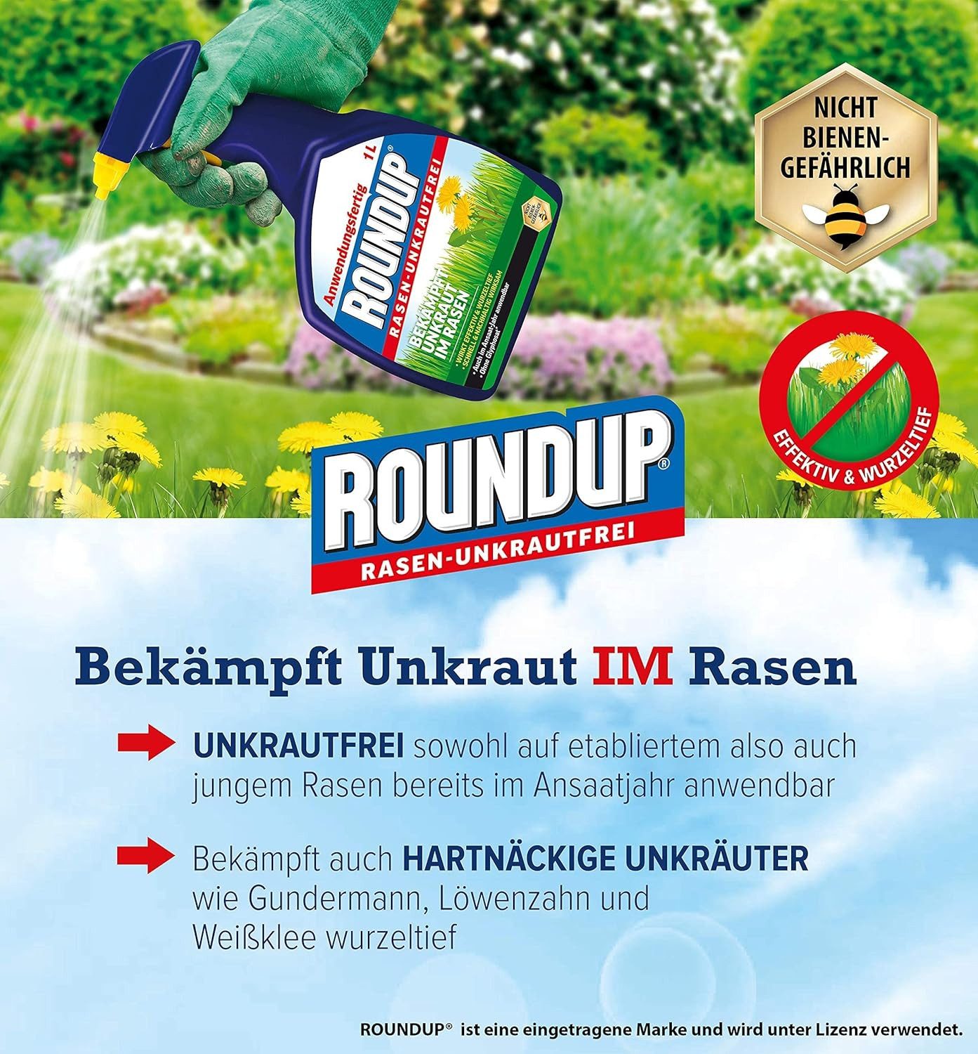 Thumbnail - ROUNDUP Unkrautbekämpfungsmittel Roundup Rasen Unkrautfrei Konzentrat 250 ml