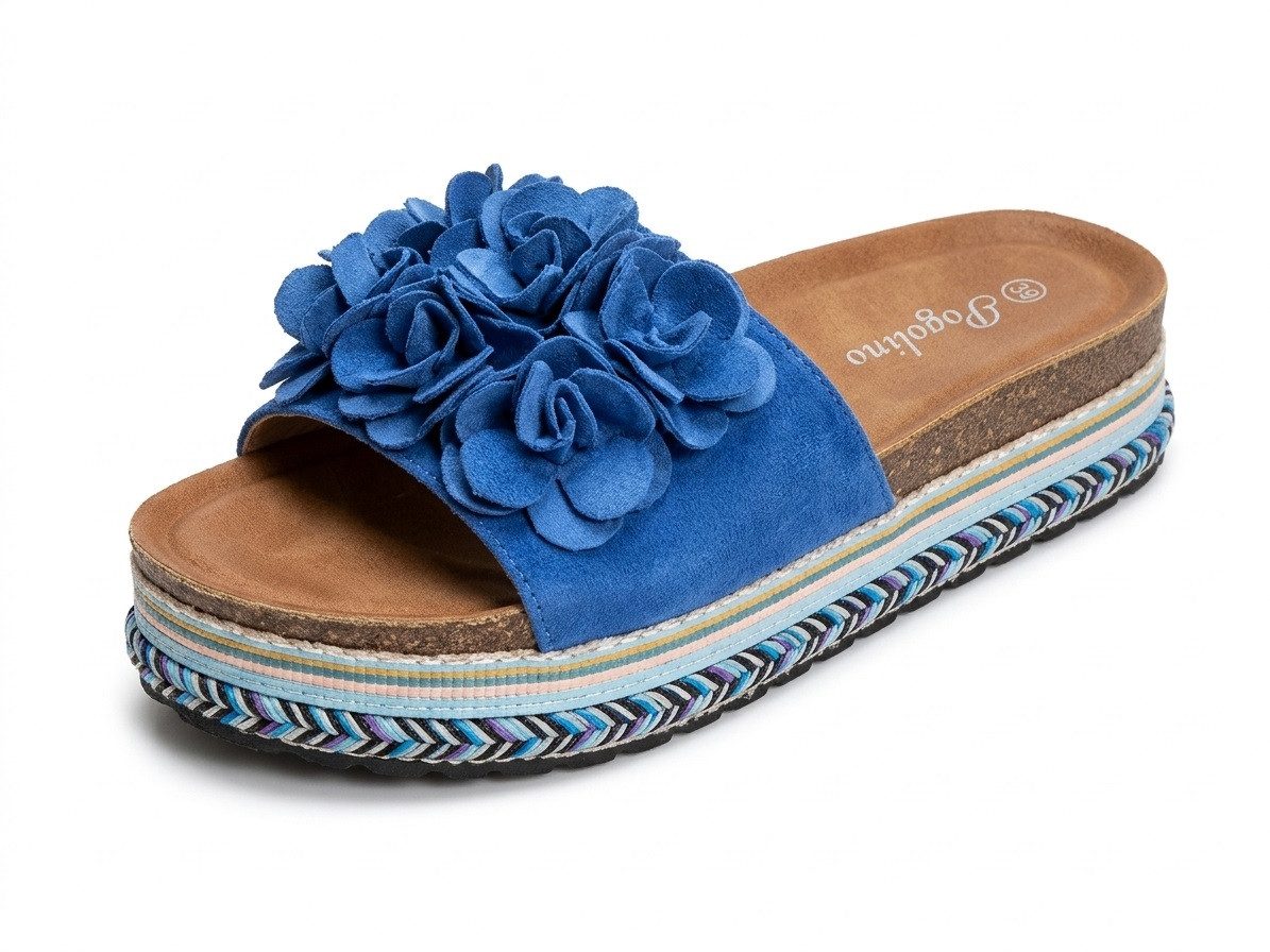 Pogolino TL891 Plateausandale NICHT FÜR BREITE FÜße Damen Sandalen mit Plateausohle und Blumen