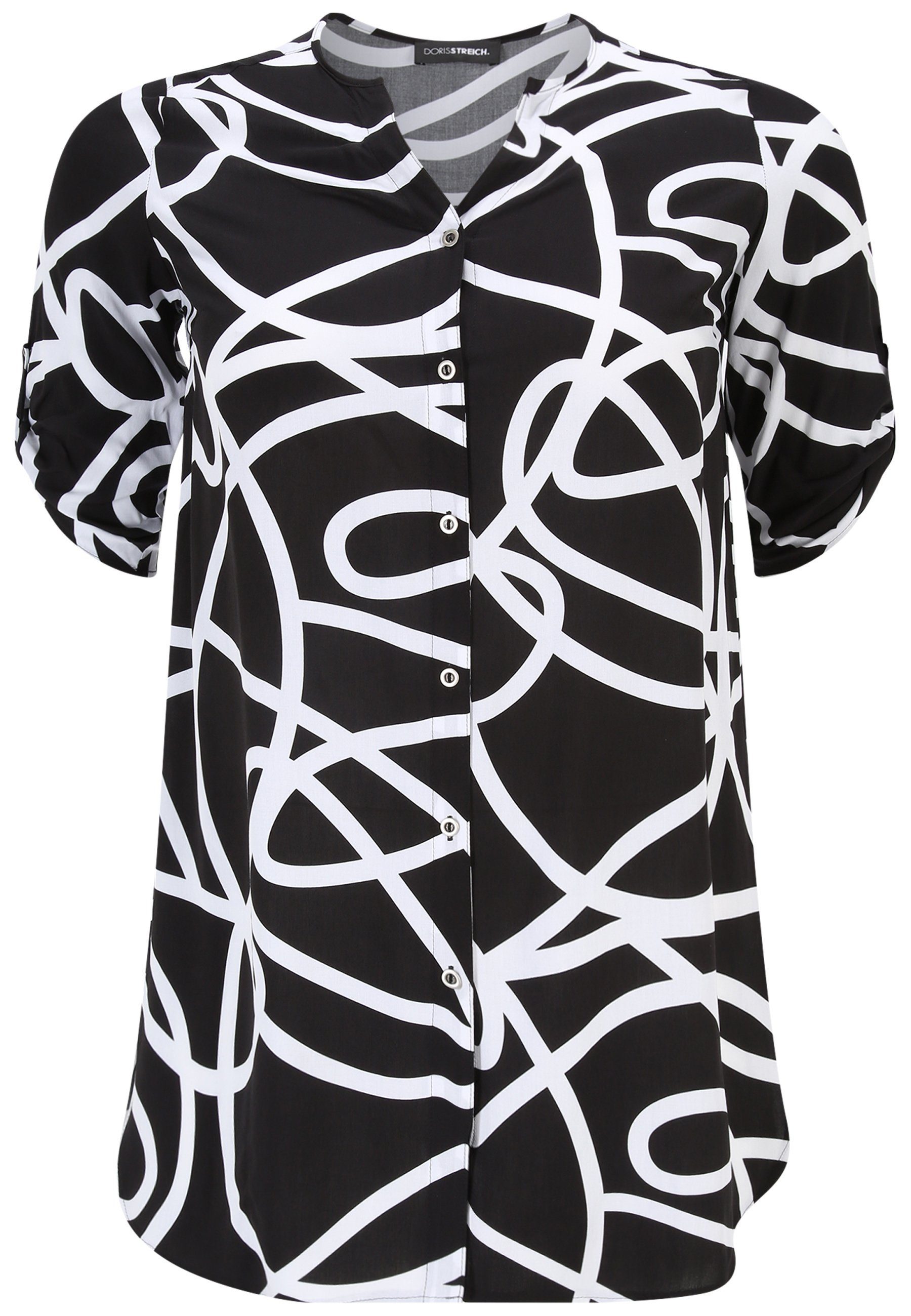 Doris Streich Longbluse mit Longbluse modernem mit aus Viskose Design Grafik-Print