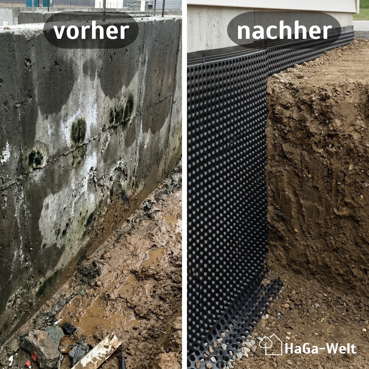 HaGa Baufolie Noppenfolie Hochbeet & Hauswand – 0,5m Breite